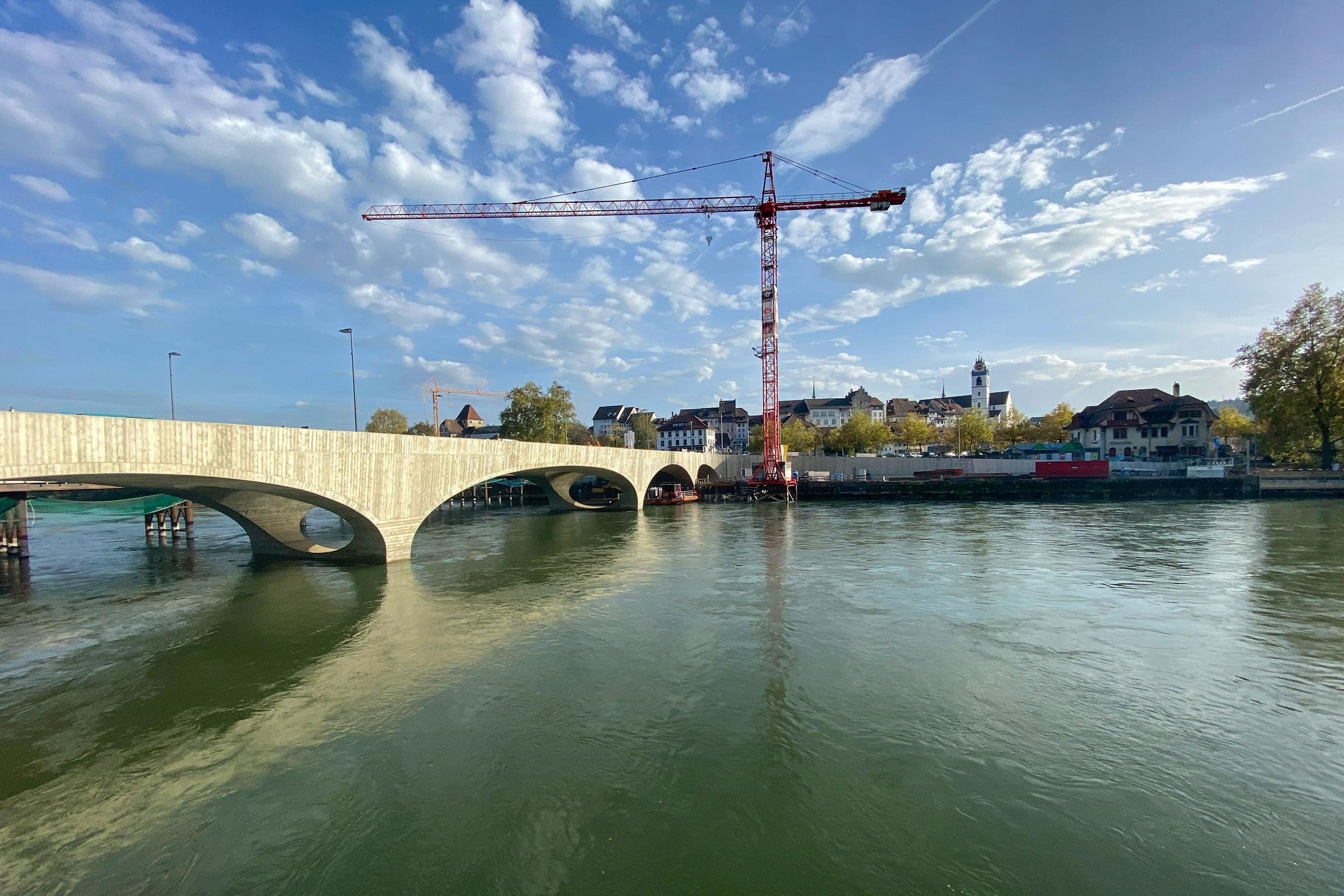 aarebruecke-aarau_9768 Ansicht der neuen Aarebrücke aus Nordwesten nach dem Rückbau der Spundwandkästen.