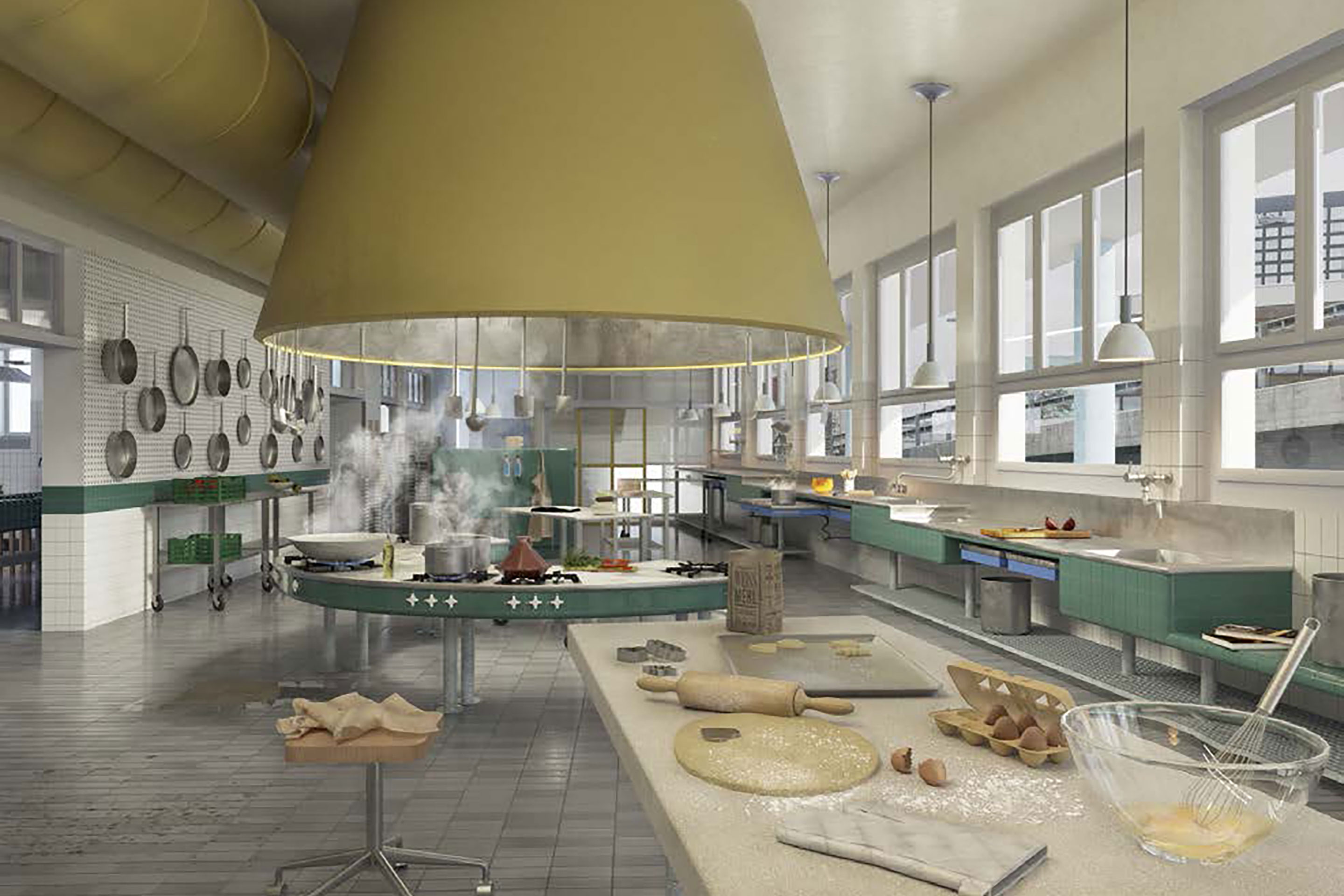 Severin Jann, Blanka Dominika Major und Valentin Ribi von der ETH Zürich erhalten eine Anerkennung für ihren Umbau der Stadtküche in Zürich.