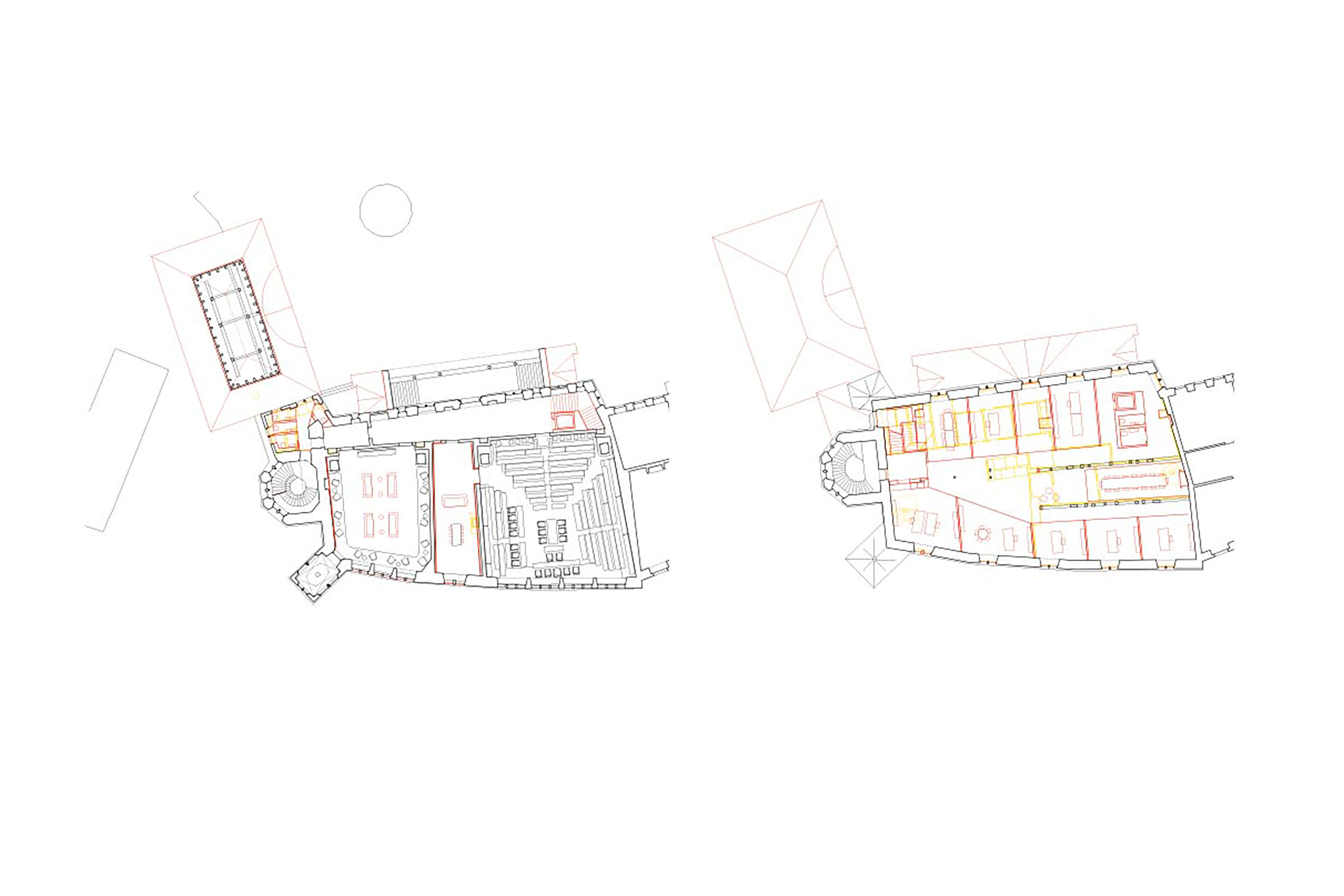 Grundriss 1. Obergeschoss (links) und 2. Obergeschoss