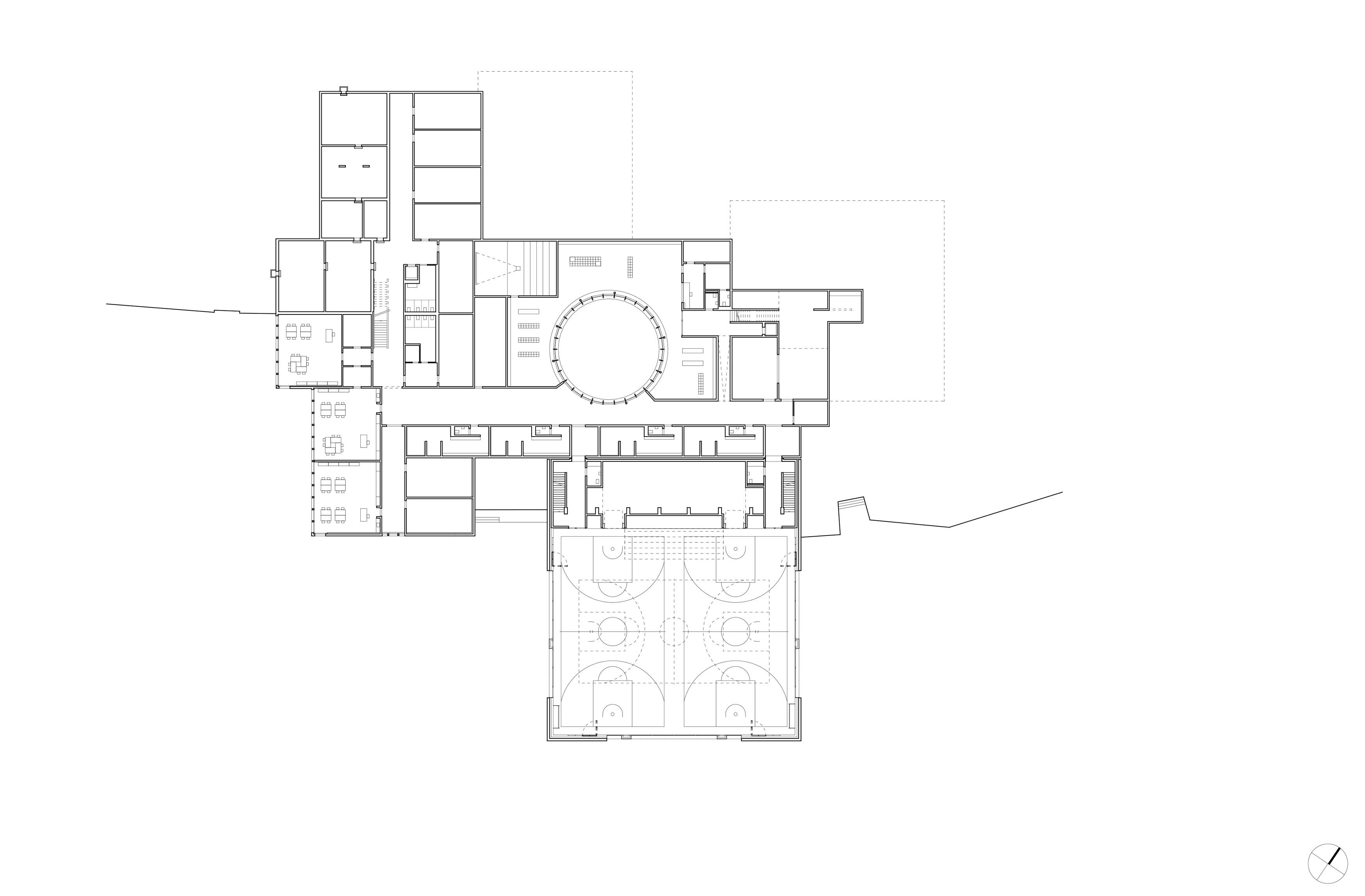 Ardon: Plan du niveau rez inférieur projeté