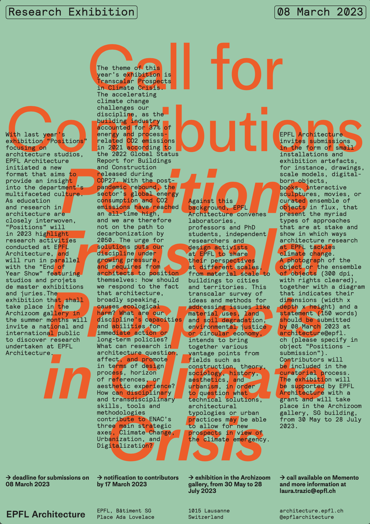 Transcalar Prospects in Climate Crisis > Call for Contributions. EPFL Architecture
