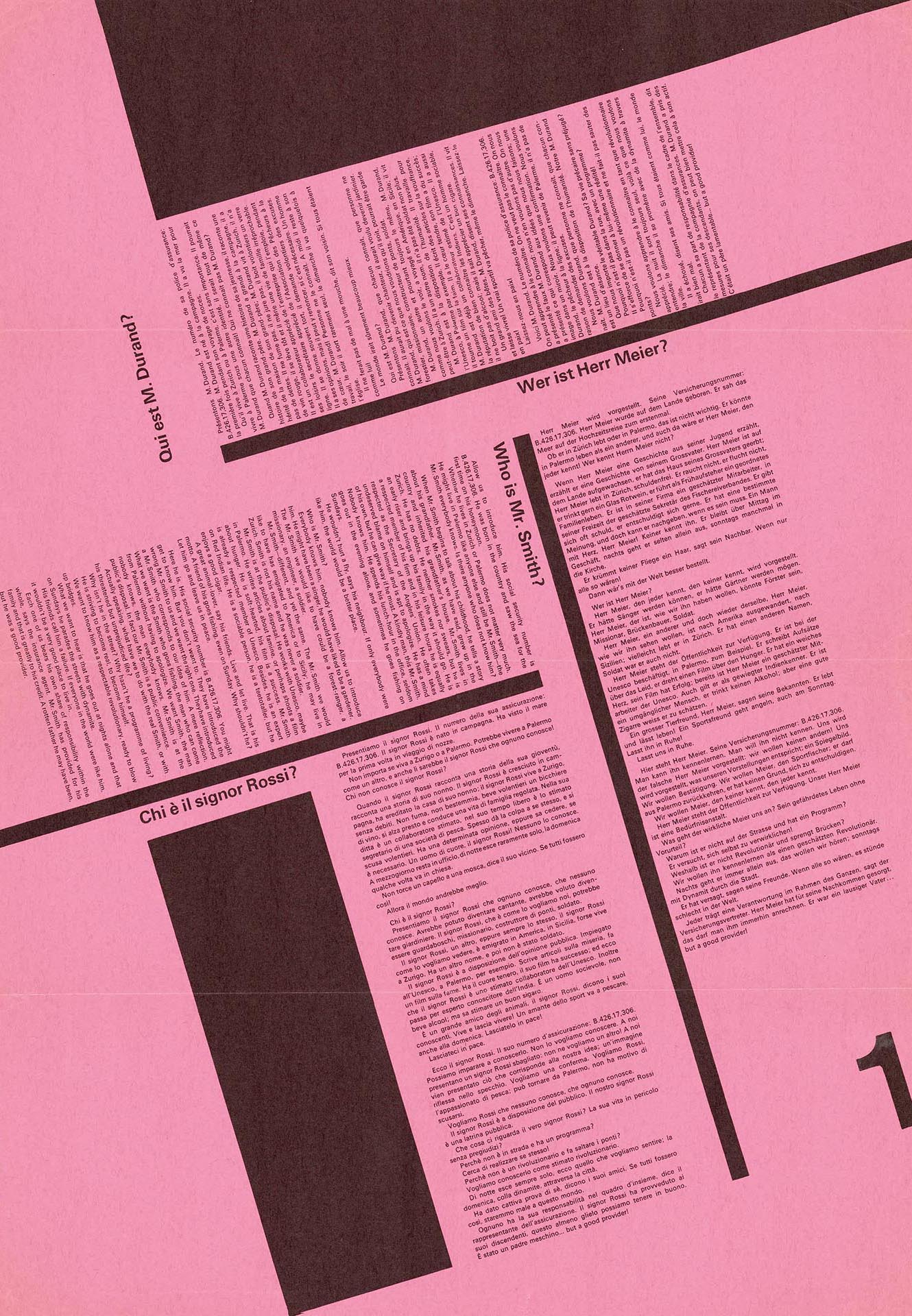 Guida pieghevole della sezione svizzera alla XIV Triennale di Milano, impaginata da Sven Knebel.