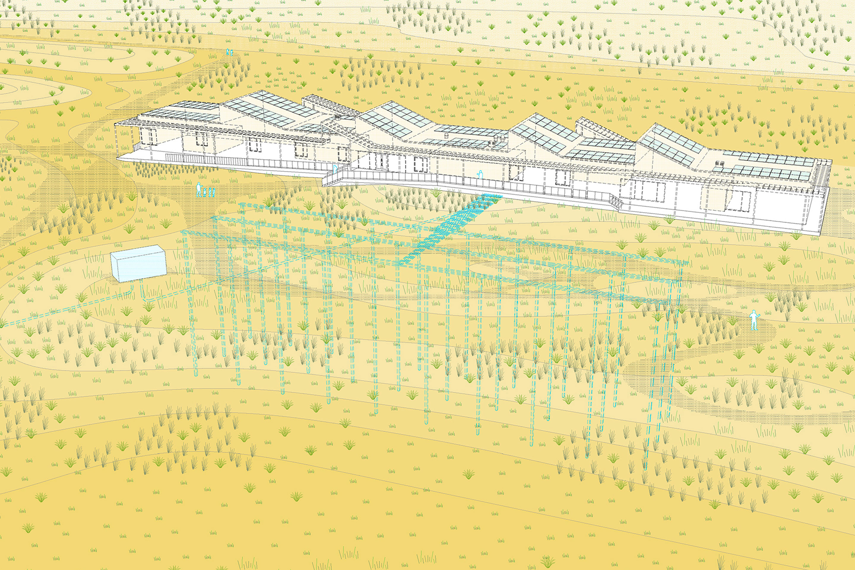 Jones Beach Energy &amp; Research Center, energy systems diagram. 2018–20.
