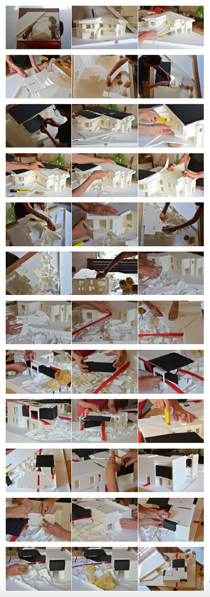 Maria Giuseppina Grasso Cannizzo, SPR / Ristrutturazione di una casa unifamiliare, Ragusa, 2001. Sequenza fotografica della modificazione del modello.