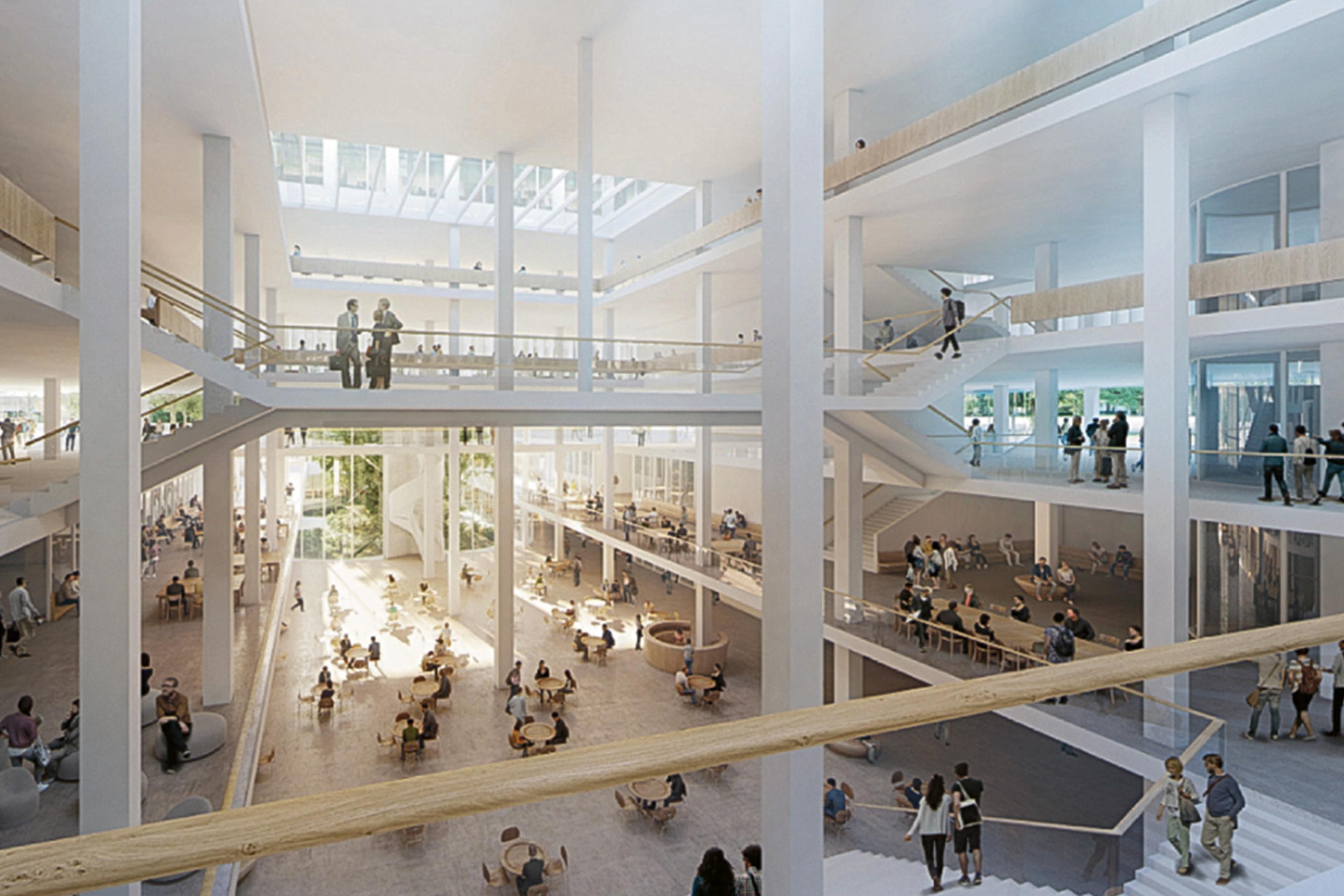 Rendering du Forum UZH de l’Université de Zurich, qui incarnera le désir de favoriser des rencontres.