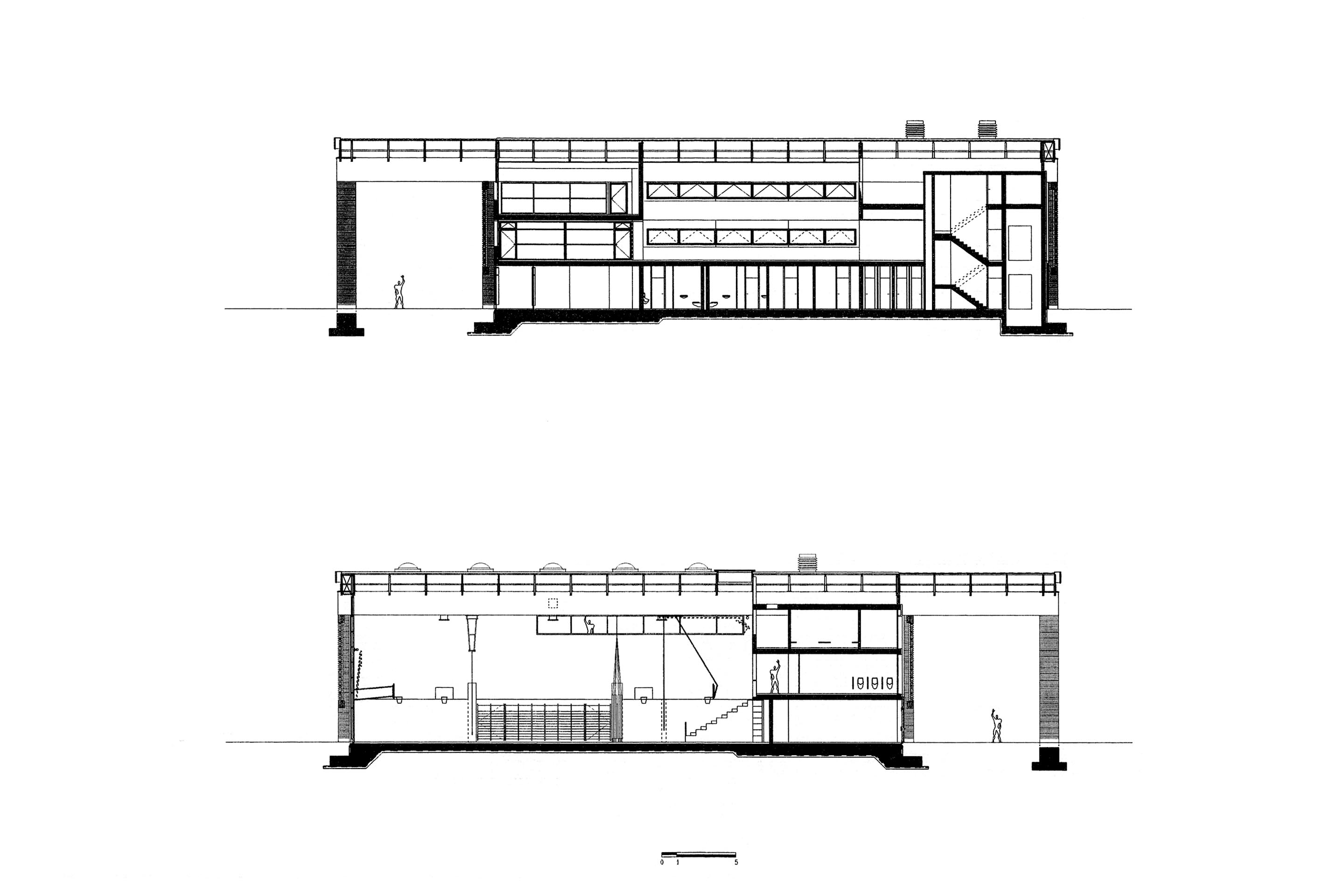 Edificio Gottardo, sezione trasversale.