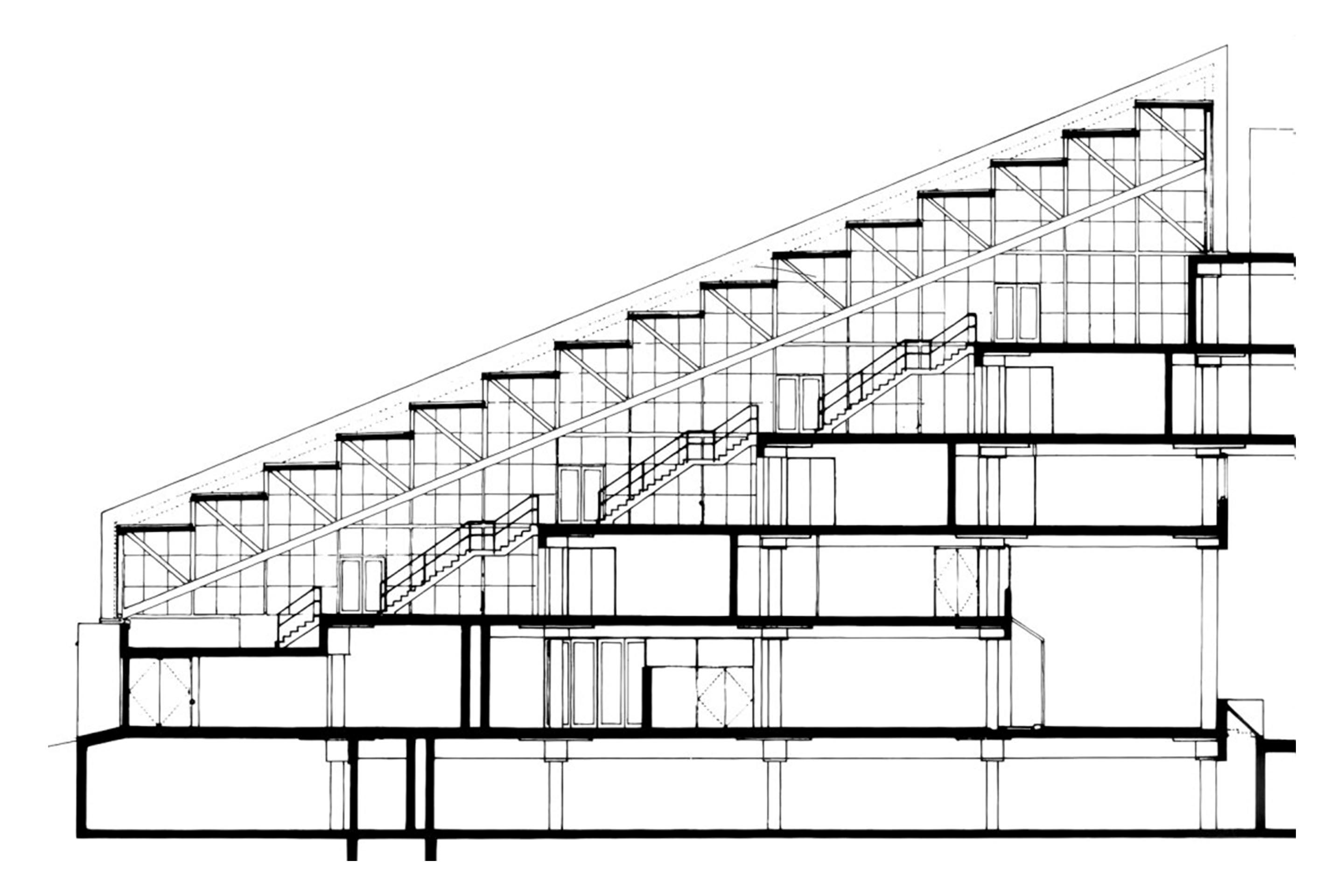 Coupe des ateliers de projet au Gund Hall de GSD Harvard.