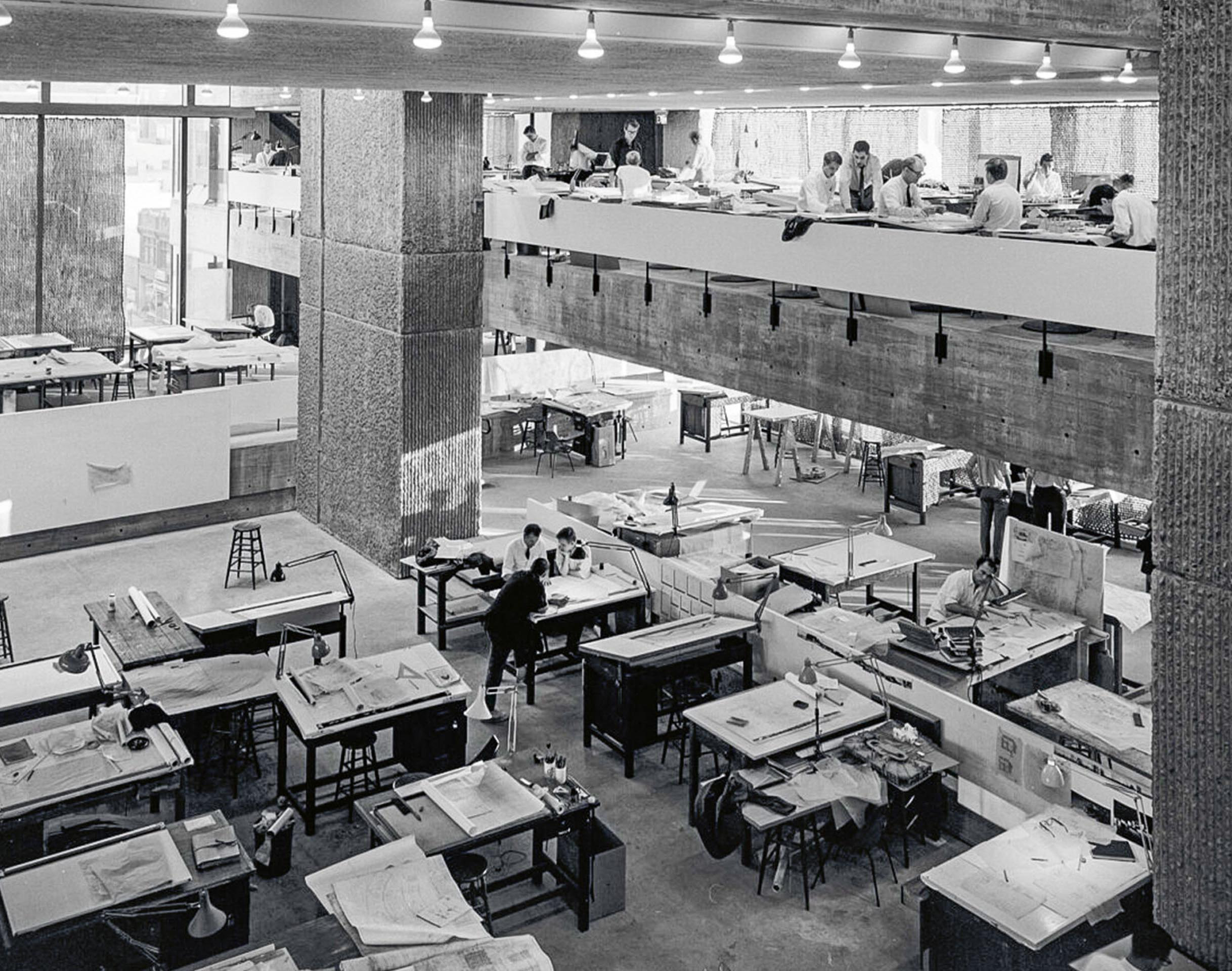 Vue des ateliers sur l’école d’art et d’architecture de Yale (Paul Rudolph Collection, Library of Congress, Prints &amp; Photographs Division).