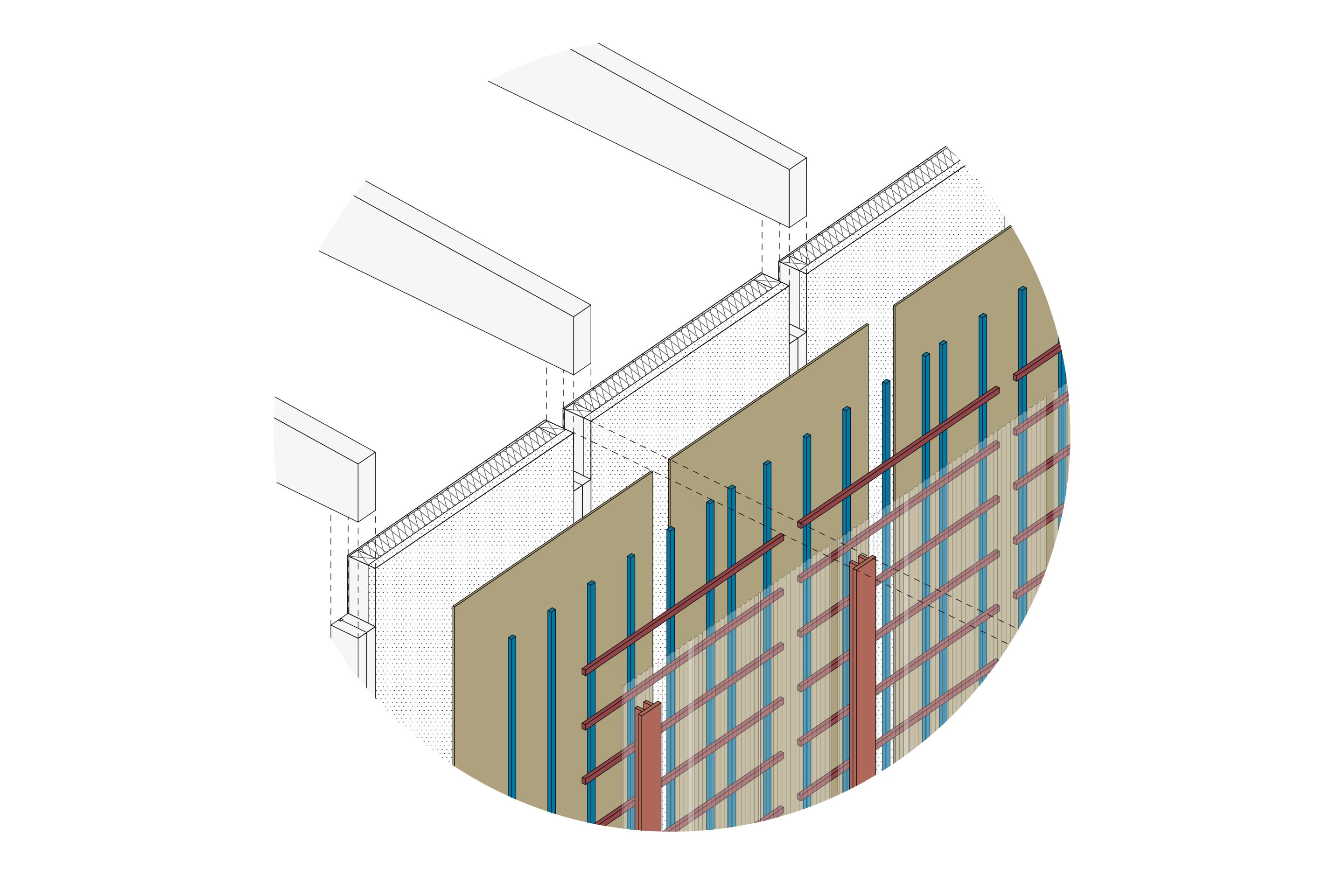 Dettagli costruttivi della facciata.