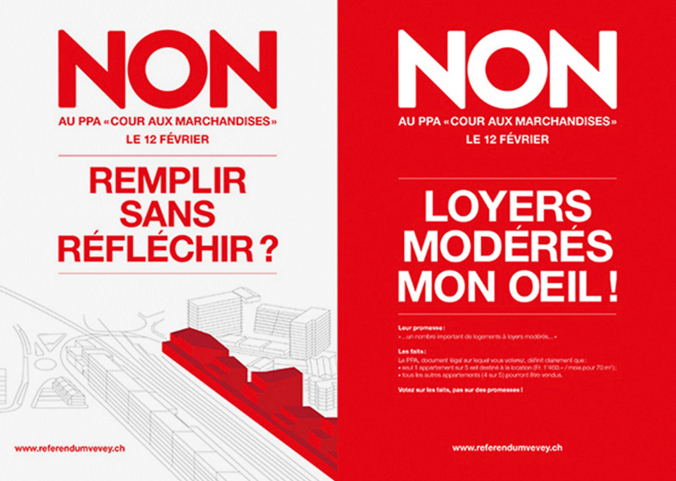 Cour aux marchandises: Affiches pour la campagne de votation, 2017.