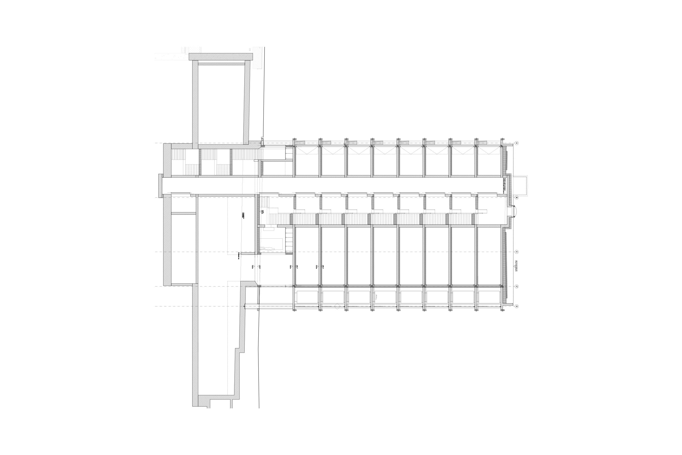 Schéma de principe de la mesure de protection antivibratoire consistant à créer une coupure du bâtiment sous la dalle sur le 1er sous-sol.
