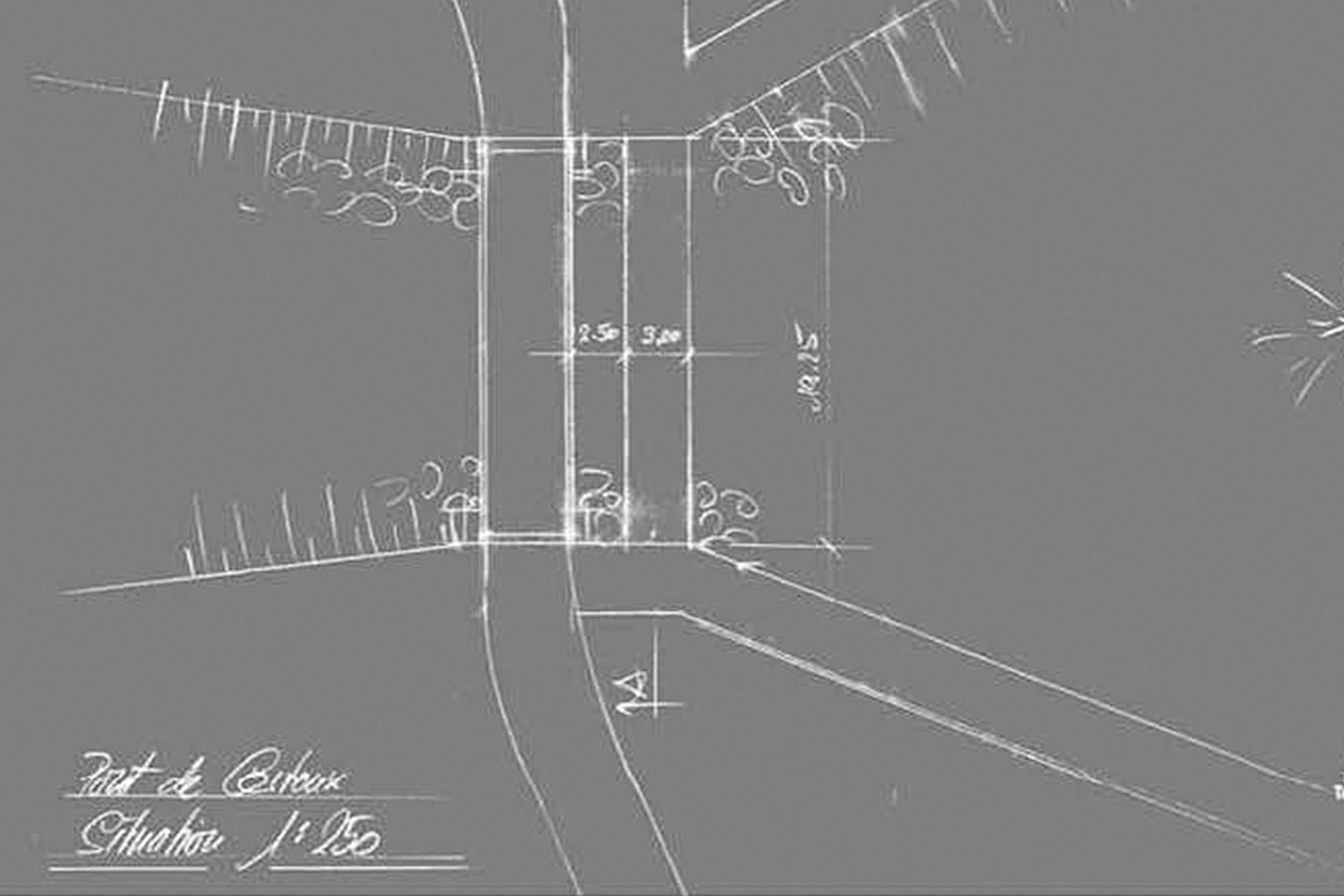 Studi dei rapporti dimensionali tra ponte di Certoux (1892) e la nuova passerella.
