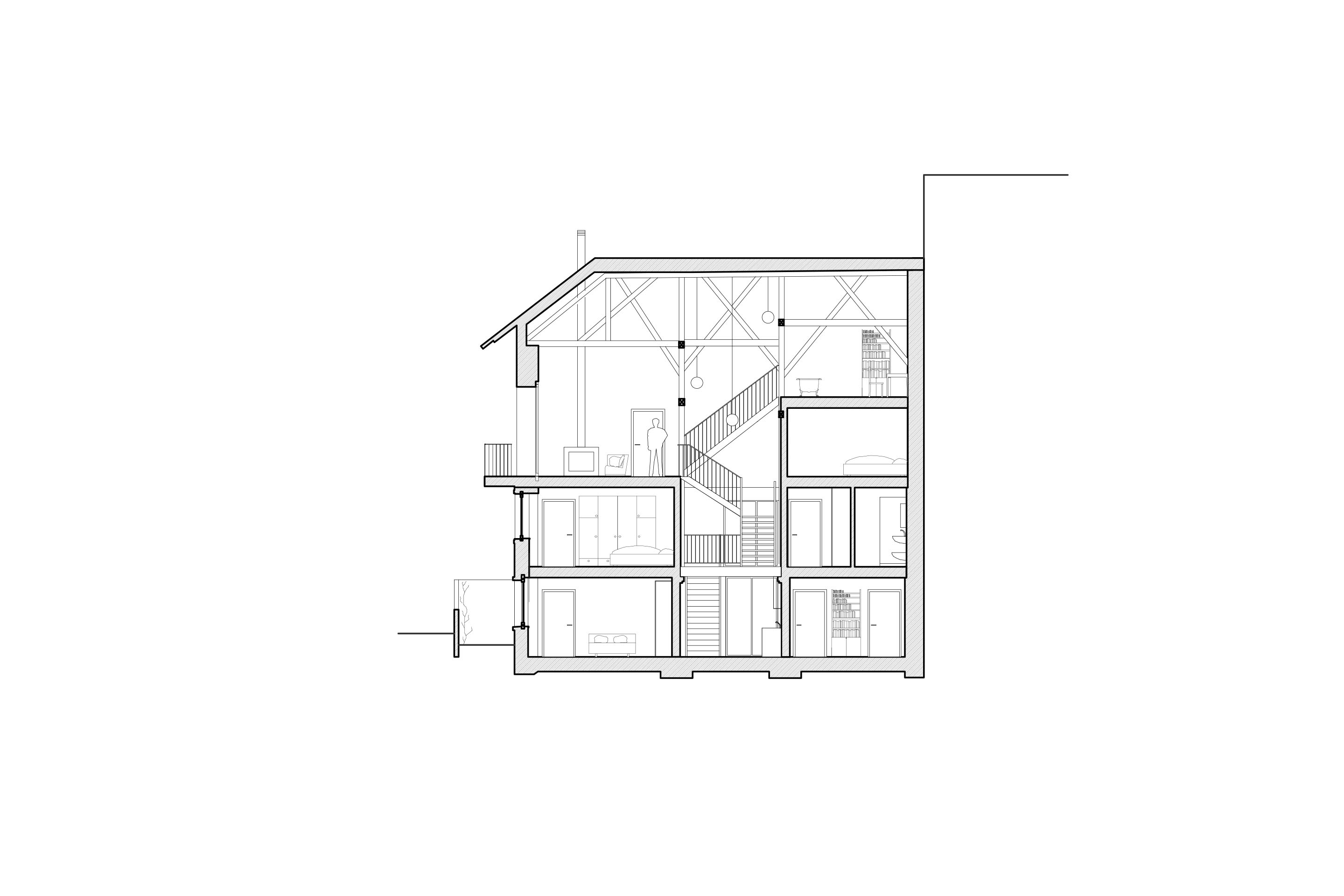 Coupe sur l’espace central BB.