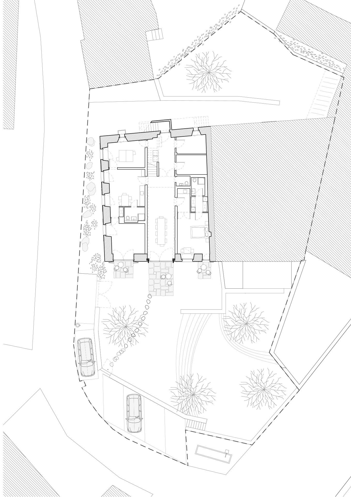 Plan du rez inférieur.