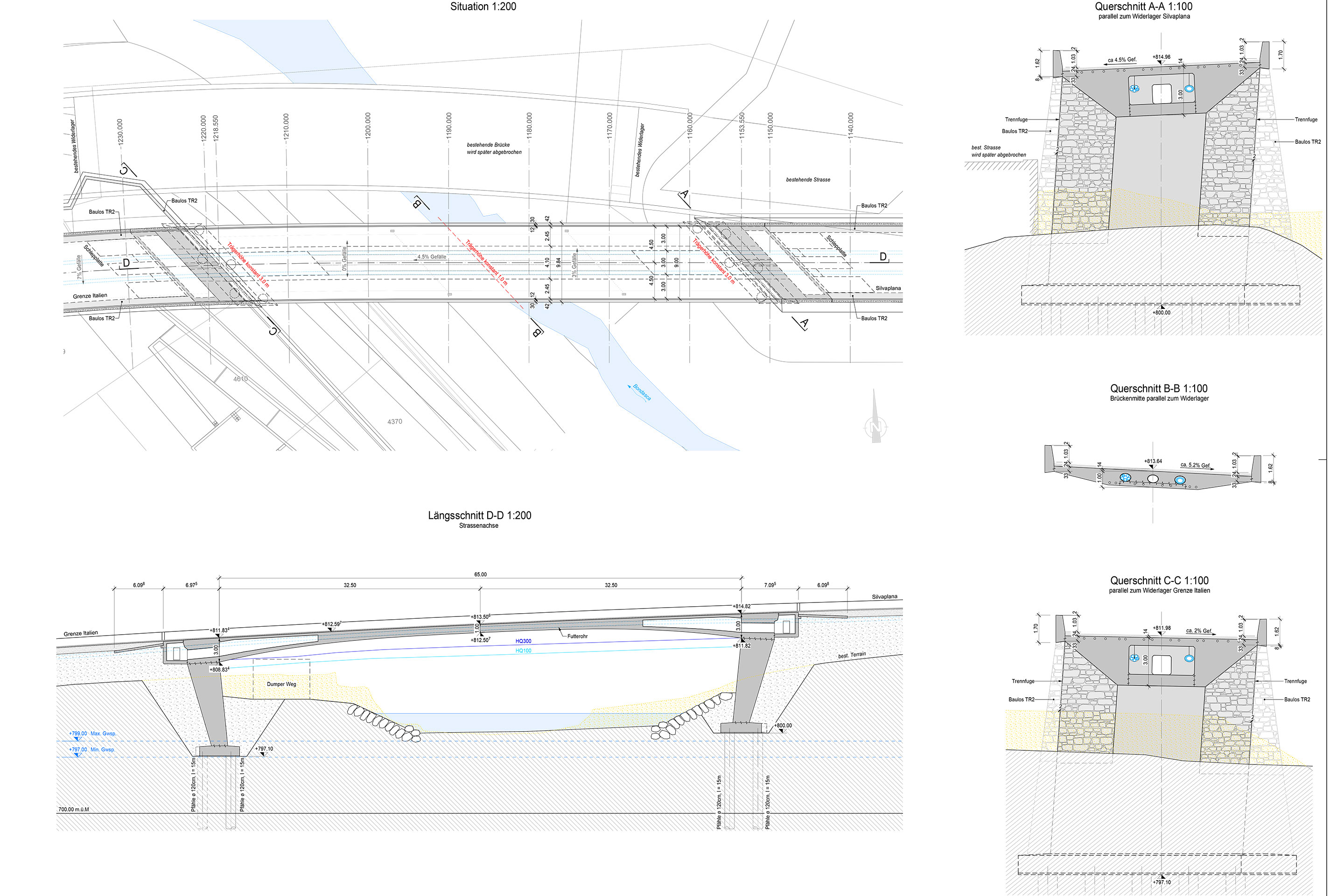 Die 65 m lange neue Brücke über die Bondasca ist Teil der Hauptstrasse, die Italien mit dem Engadin verbindet und entsprechend frequentiert.