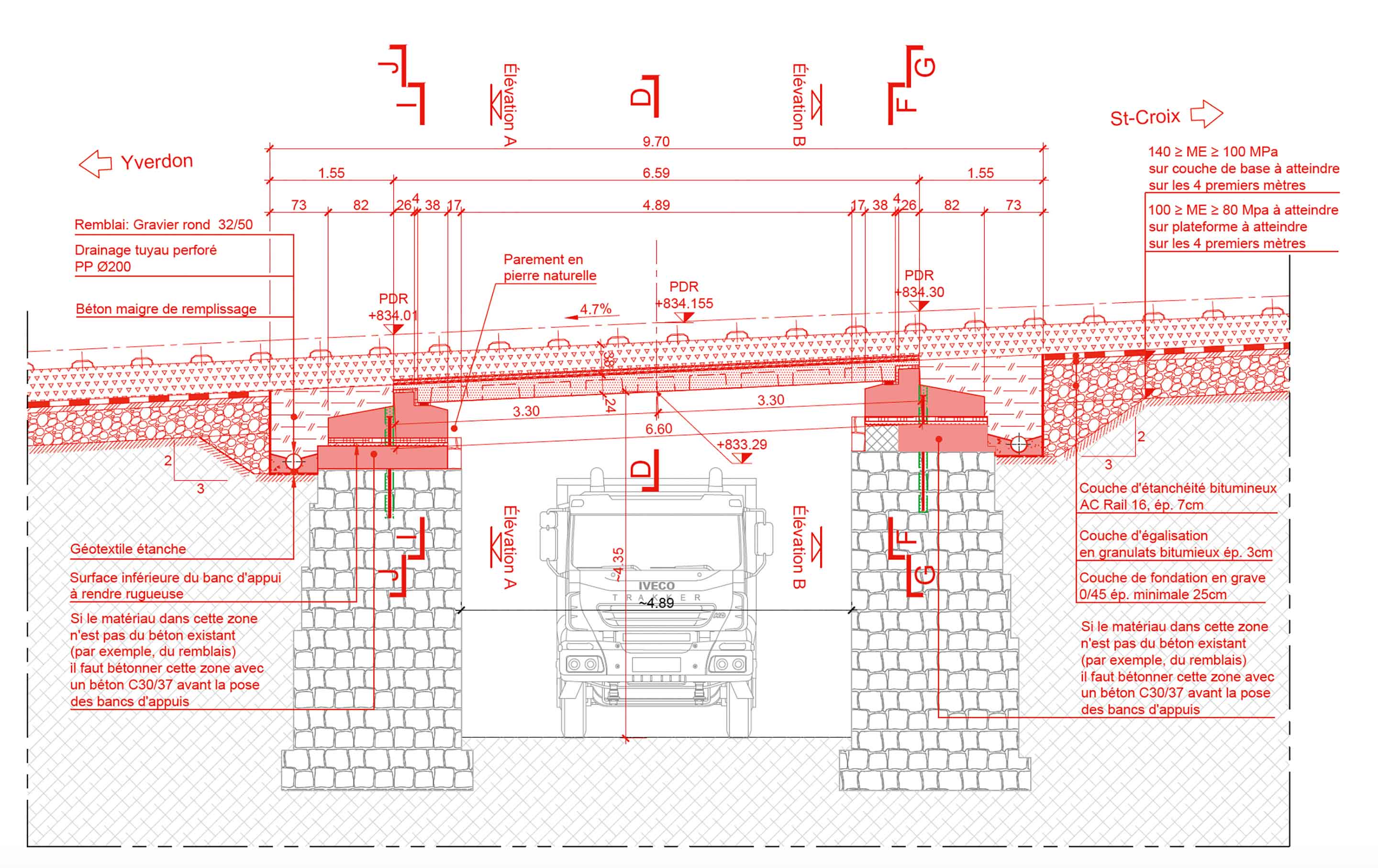 Élévation du nouveau pont.