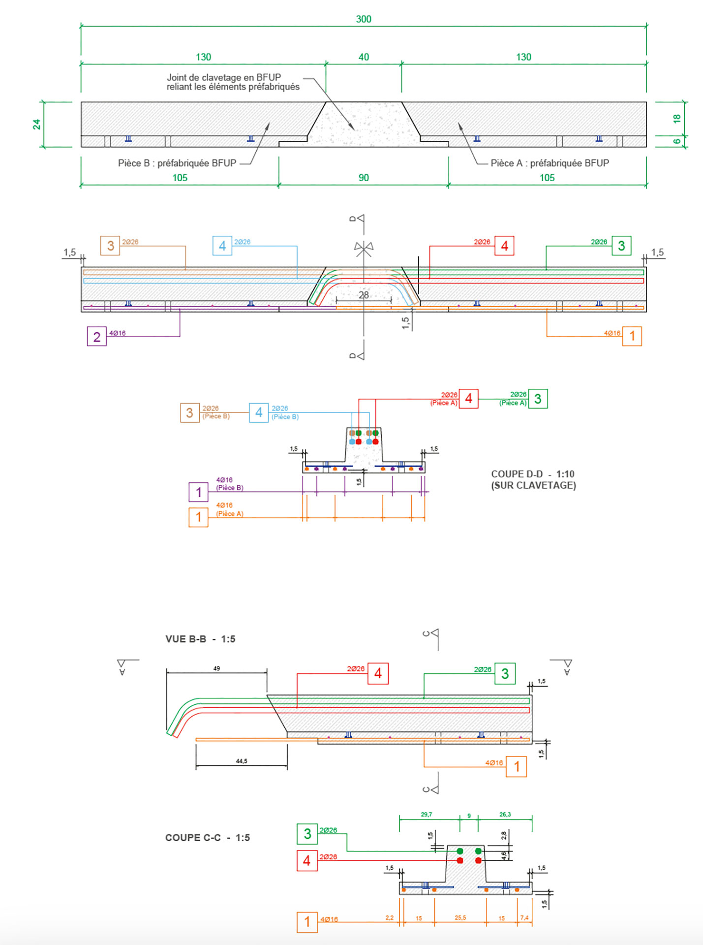 Installation pour les expériences en laboratoire sur les poutres transversales à taille réelle.