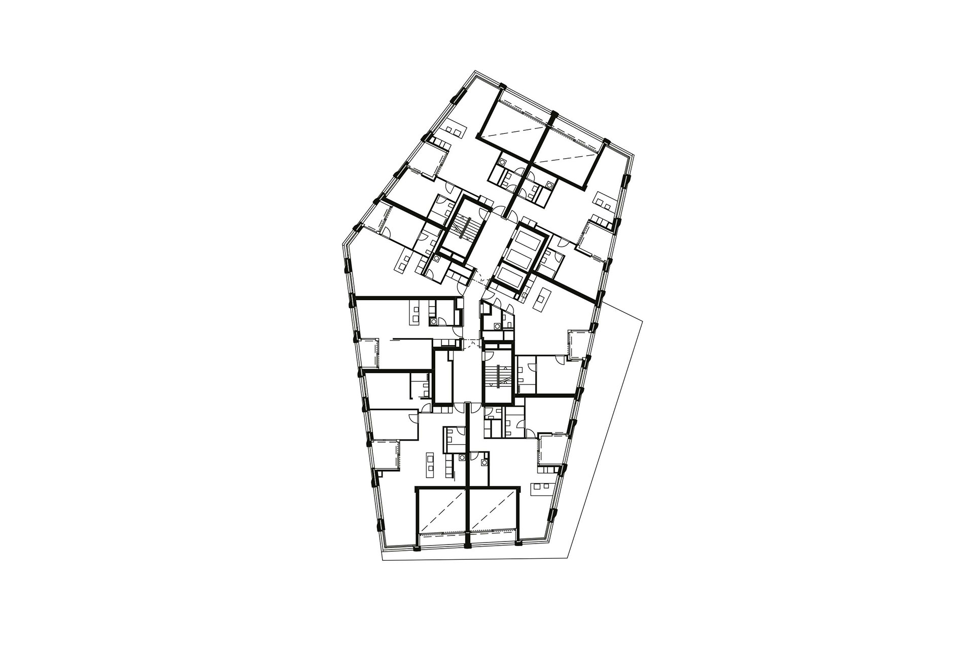 Marcel Meili &amp; Markus Peter, Zölly Tower, Zurigo (2009-2014). Pianta piano settimo.