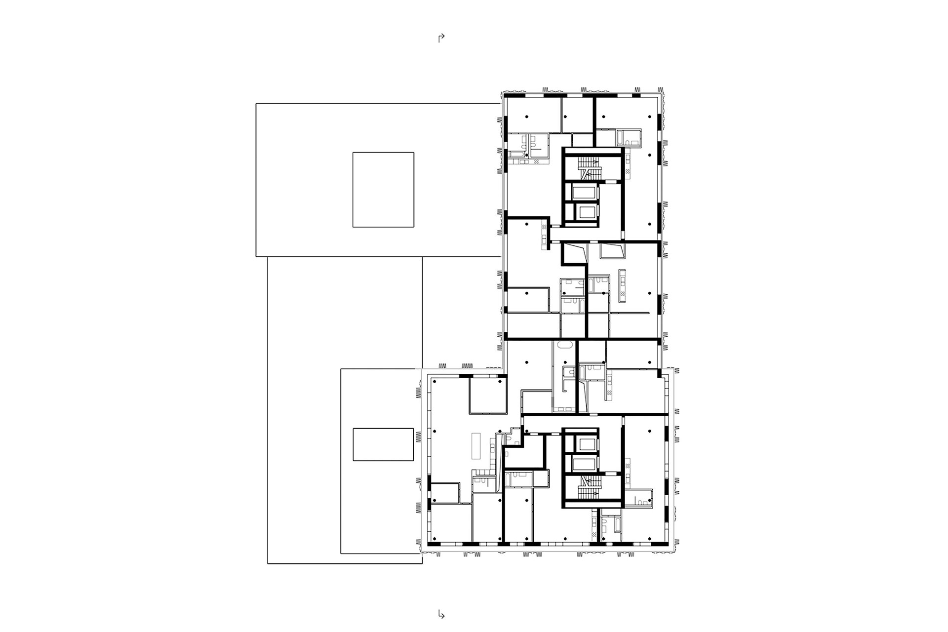 Herzog &amp; de Meuron, Meret Oppenheim Tower, Basilea (2015-2018). Pianta del piano nono.