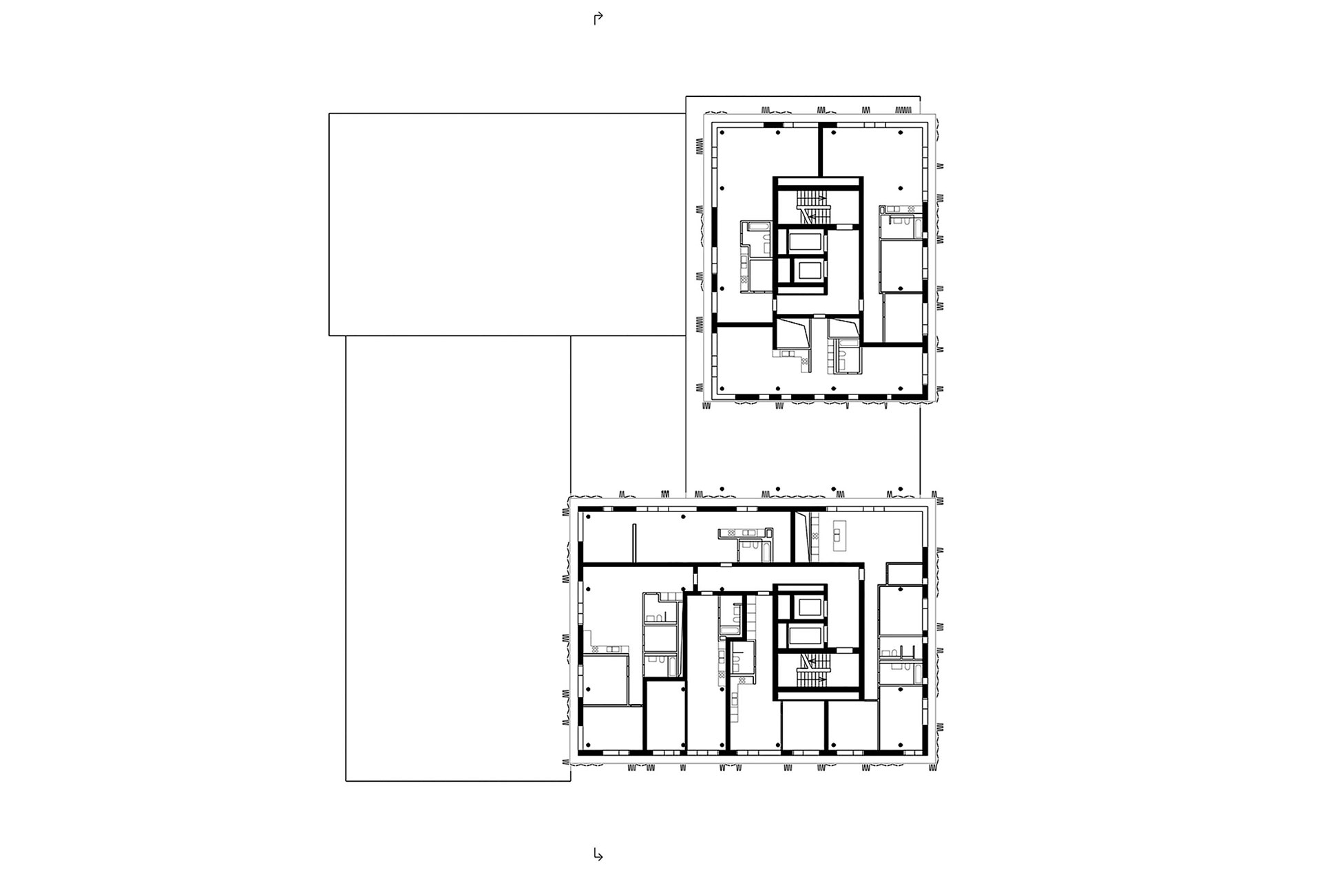Herzog &amp; de Meuron, Meret Oppenheim Tower, Basilea (2015-2018). Pianta del ventunesimo piano.