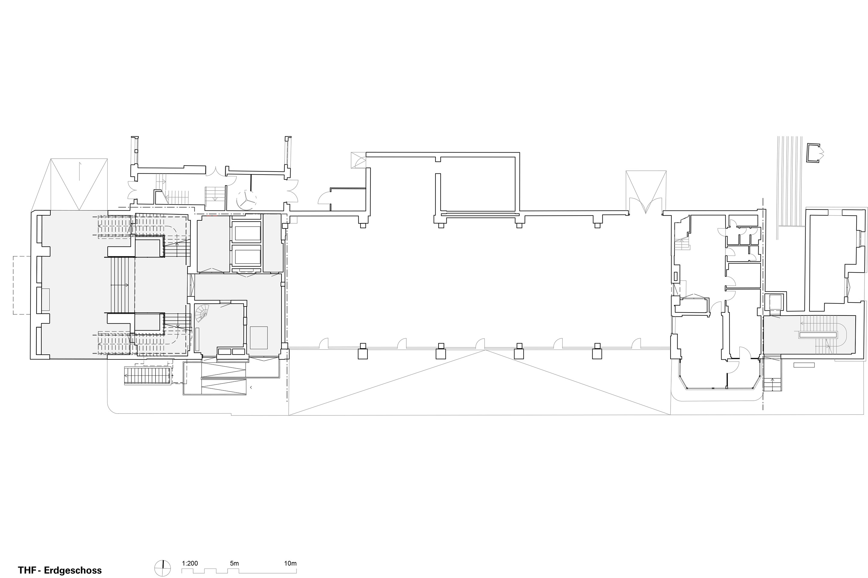 Grundriss EG. Der Treppenlauf vom Eingang in die erste Etage wurde neu eingefügt