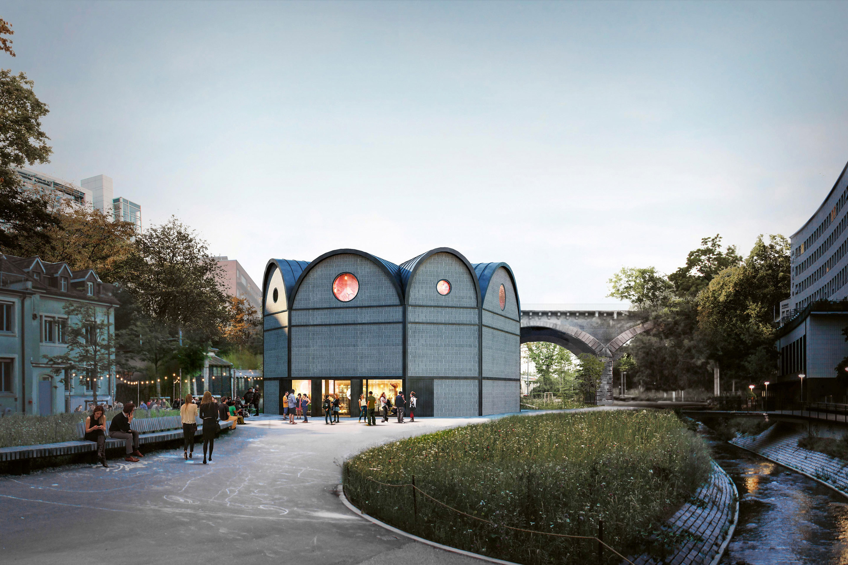 Visualisierung der Neuen Kuppel Basel im Wettbewerb.