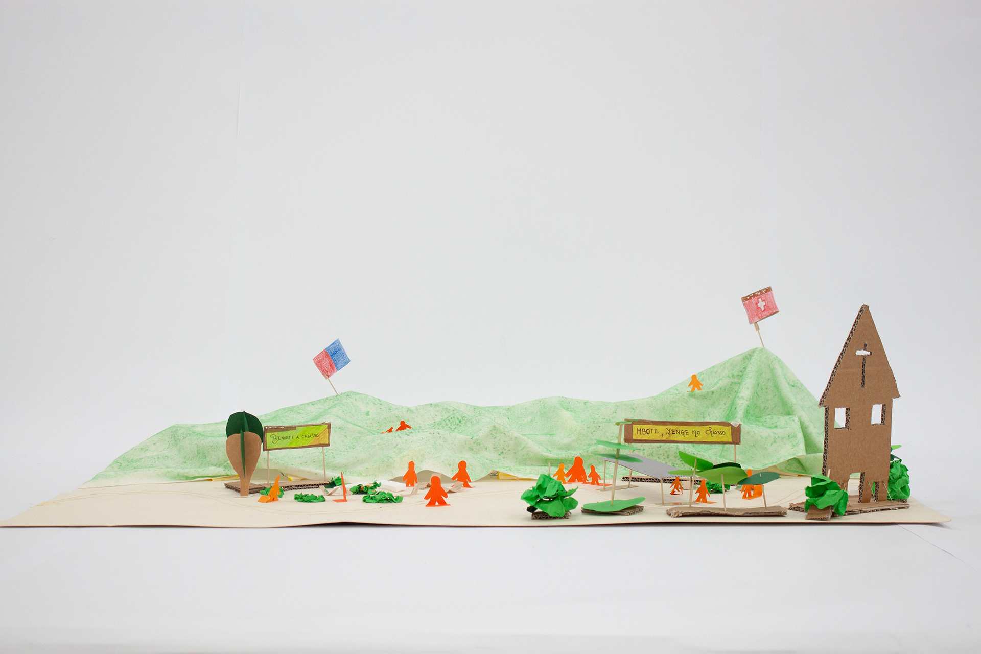 «Yenge na Chiasso» - Joie à Chiasso -, maquette construite par un requérant d’asile et des étudiants lors d’un workshop.