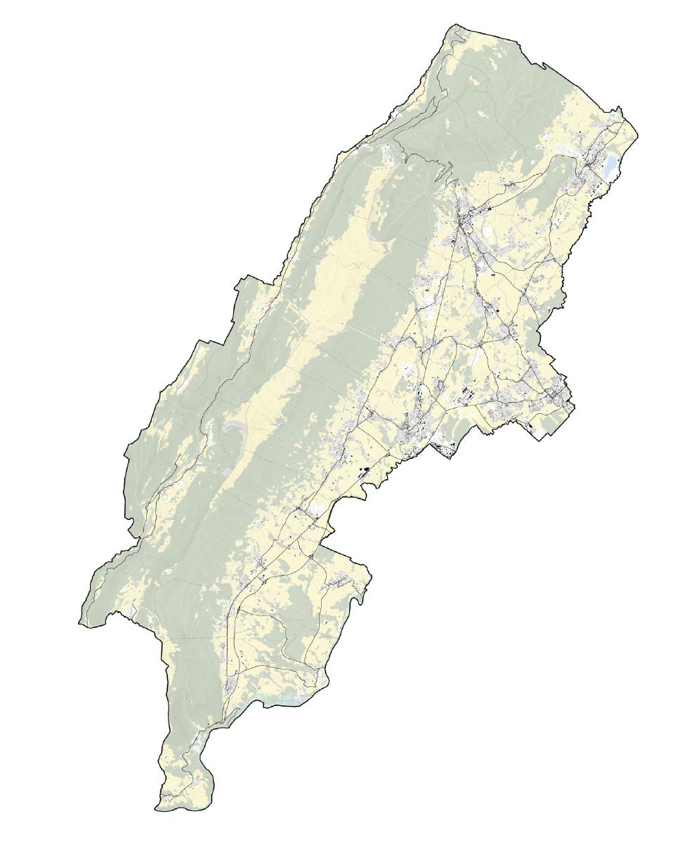 Carte de l’occupation simplifiée des sols du Pays de Gex (sols agricole, forestier et urbain)