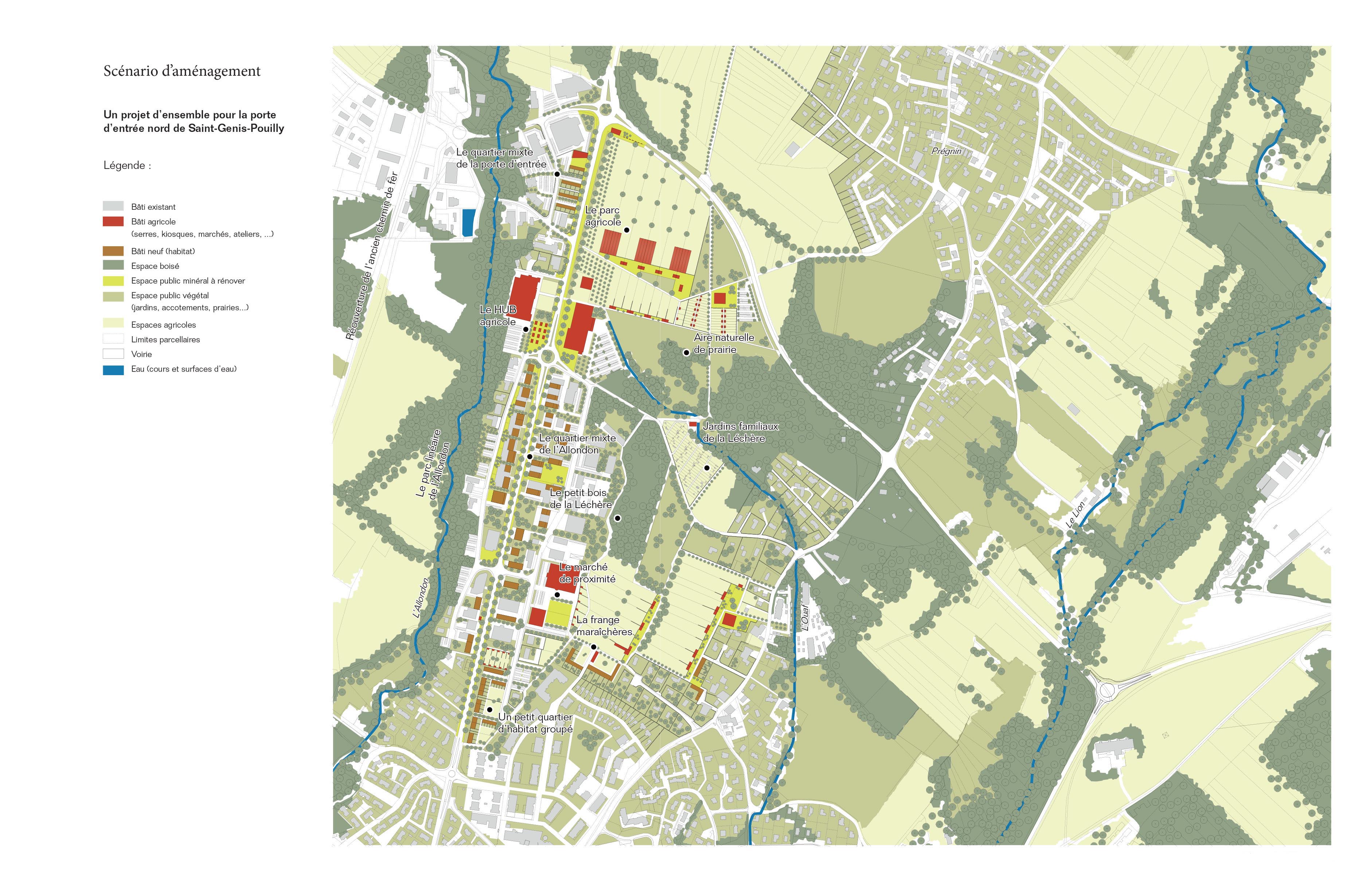 Le plan guide proposé dans le cadre du présent mémoire : spatialisation des objectifs proposés dans le schéma stratégique