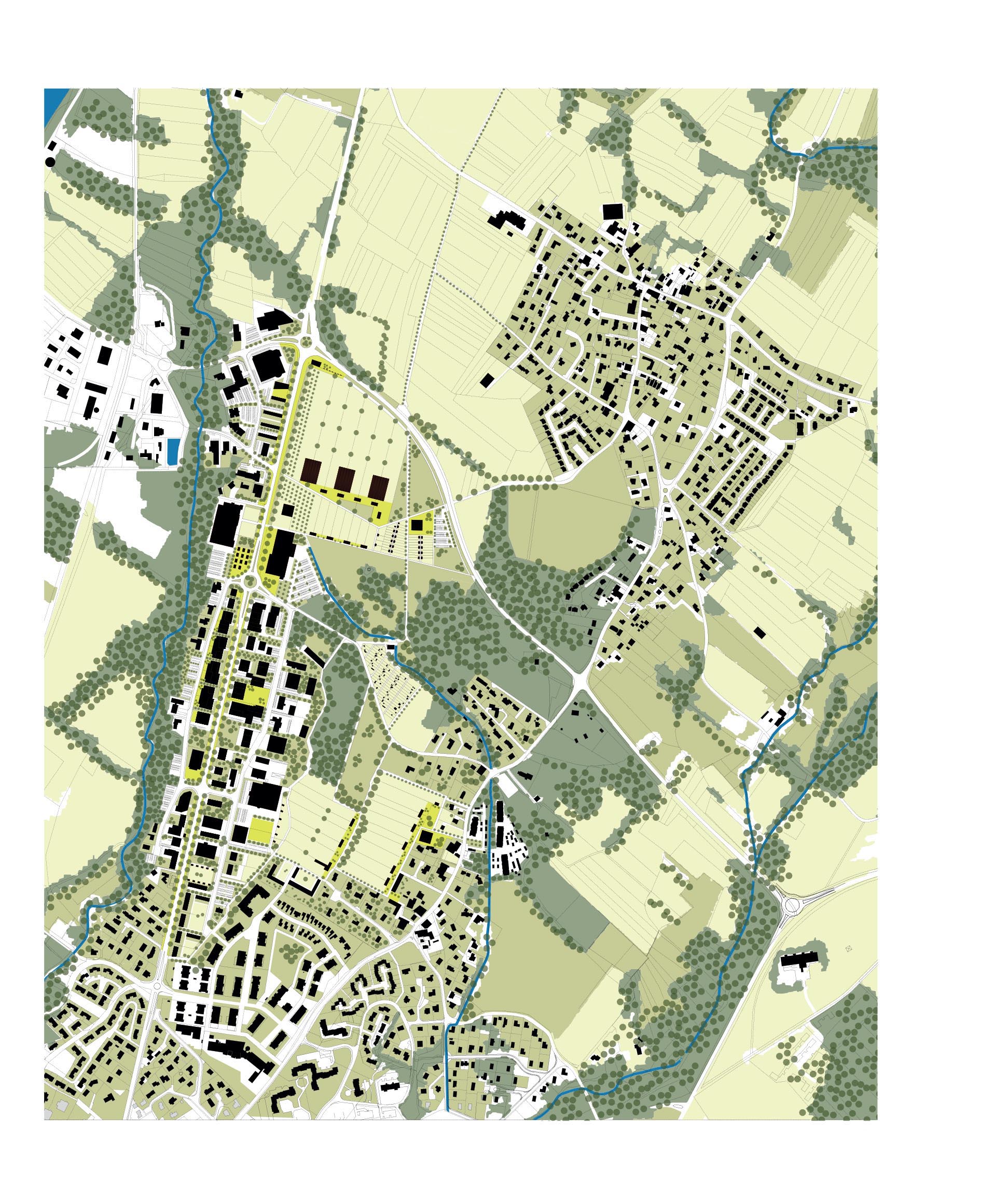 Plan masse du projet pour le renouveau du secteur d’entrée nord de la commune