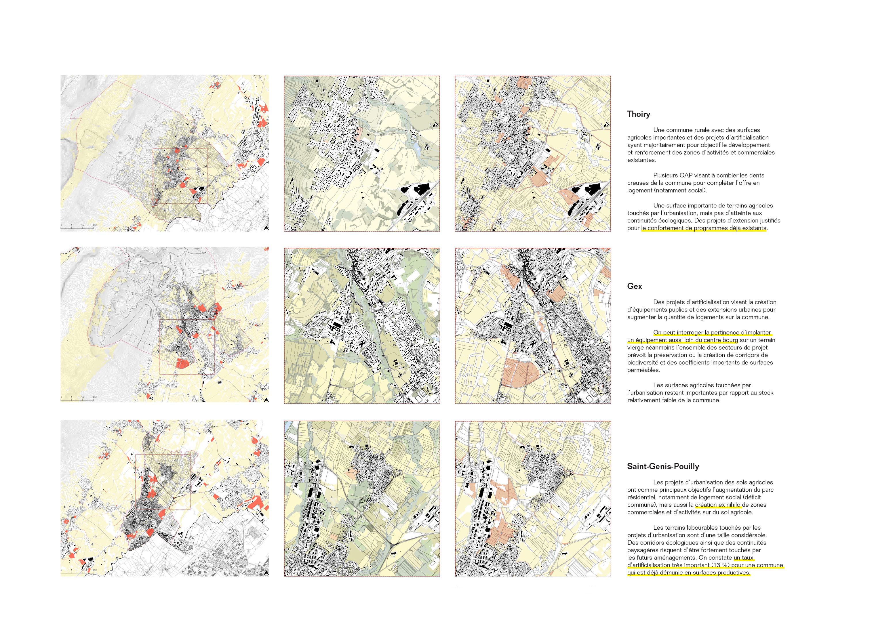 Synthèse de l’analyse comparative des trois échantillons : taille, nature et types d’opérations envisagées et degré d’atteinte des continuités écologiques sur les terrains occupés par des activités agricoles