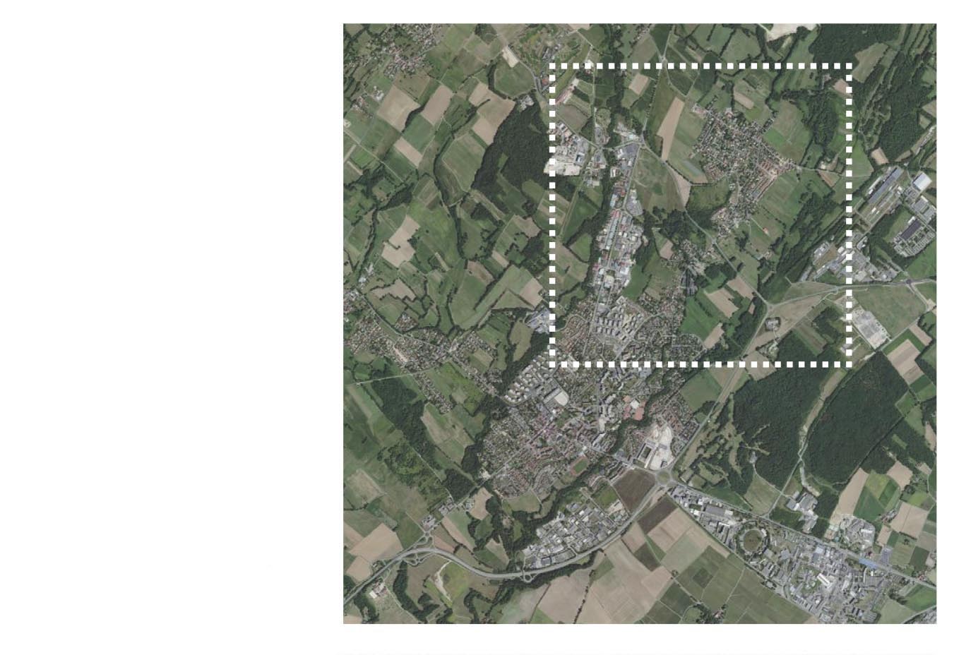 Repérage sur une photo aérienne de l’échantillon sur la commune de Saint-Genis-Pouilly.