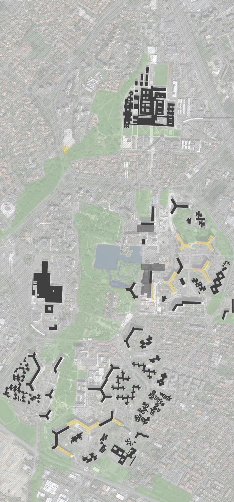 Différentes étapes de la démolition du projet de Candilis, Josic et Woods depuis les années 2000. Plan des démolitions prévues de 7 immeubles comprenant 1421 logements.