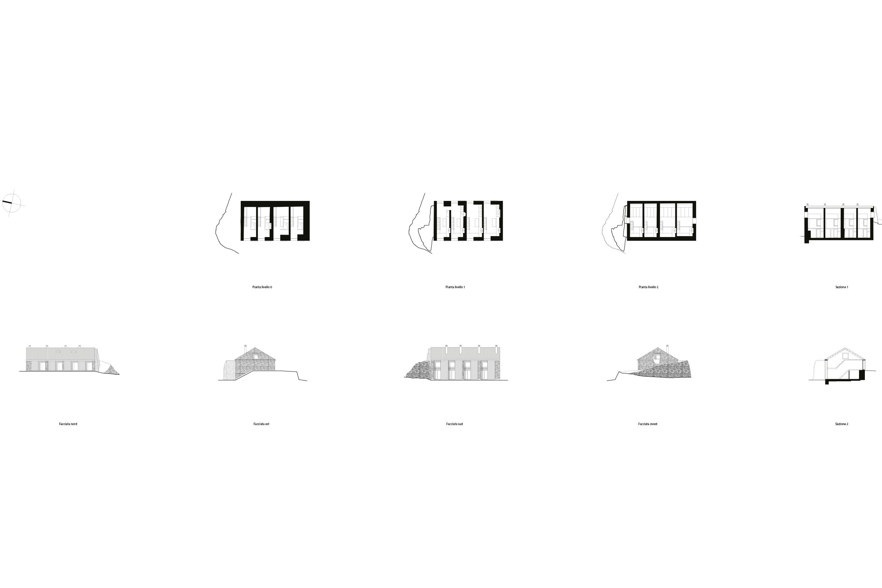 Piante, prospetti e sezioni.