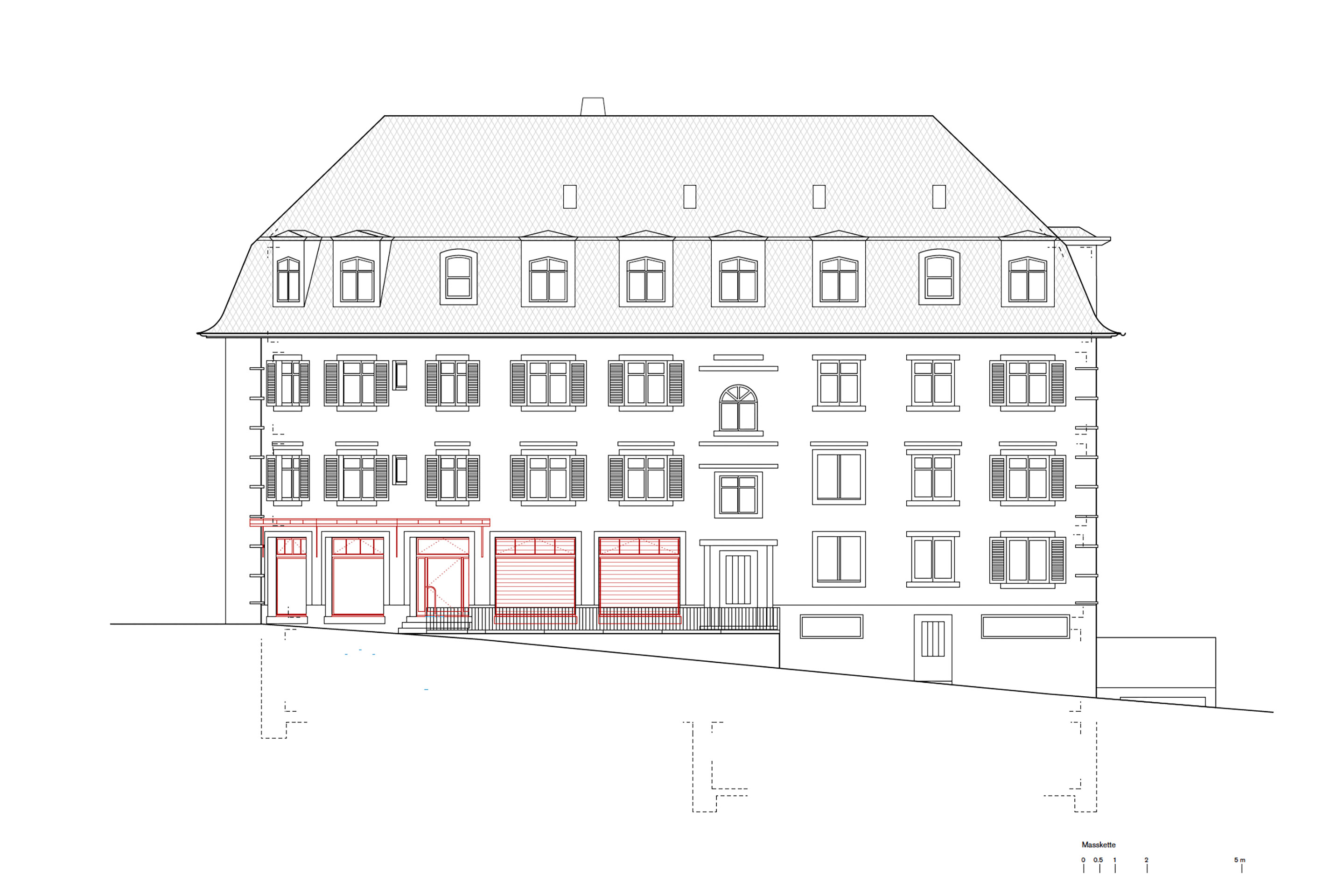Notschlafstelle Rosengartenstrasse, Fassade Nordwest