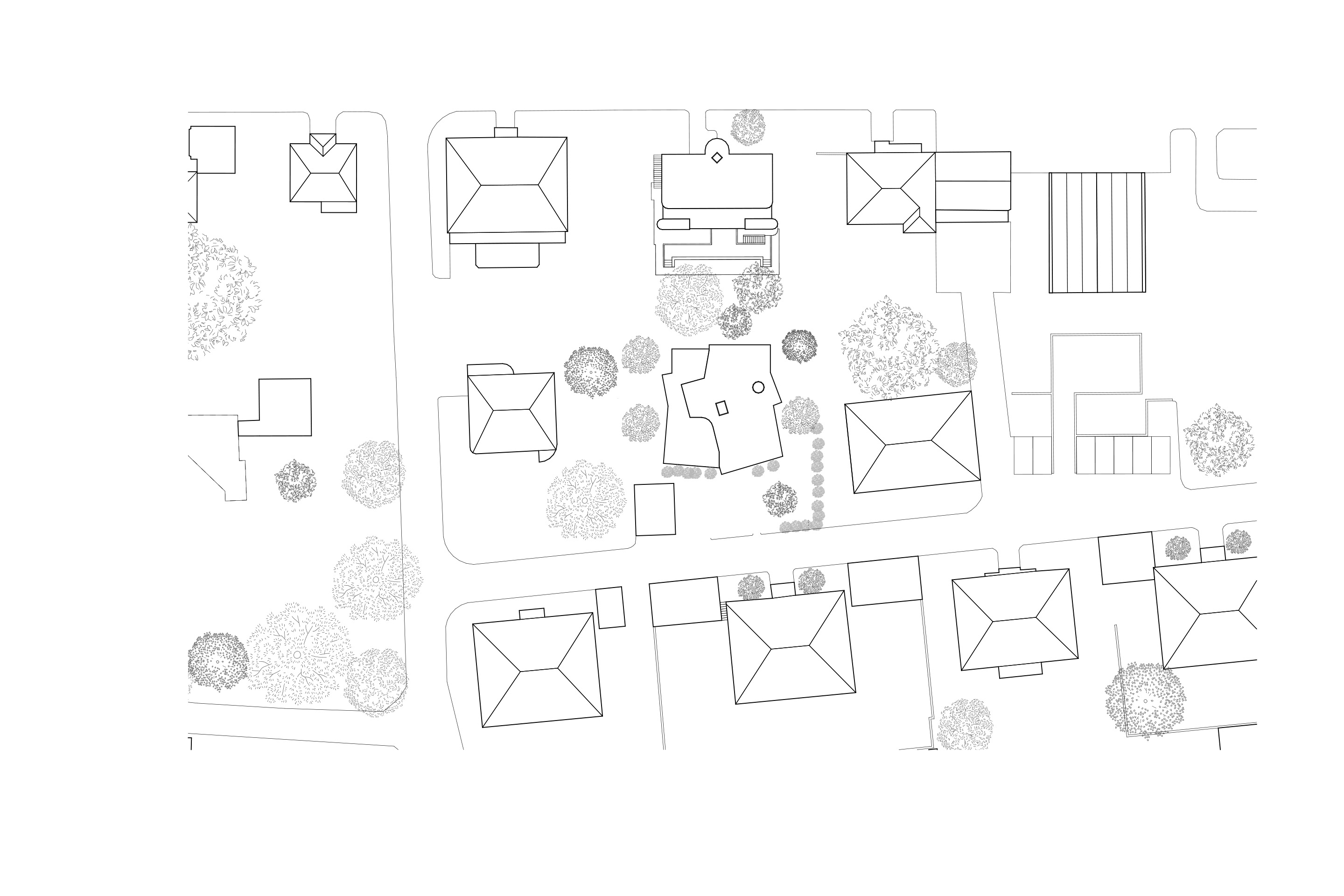 Les villas urbaines sont alignées en terrasse entre l’avenue C. F. Ramuz et le bord du Léman.