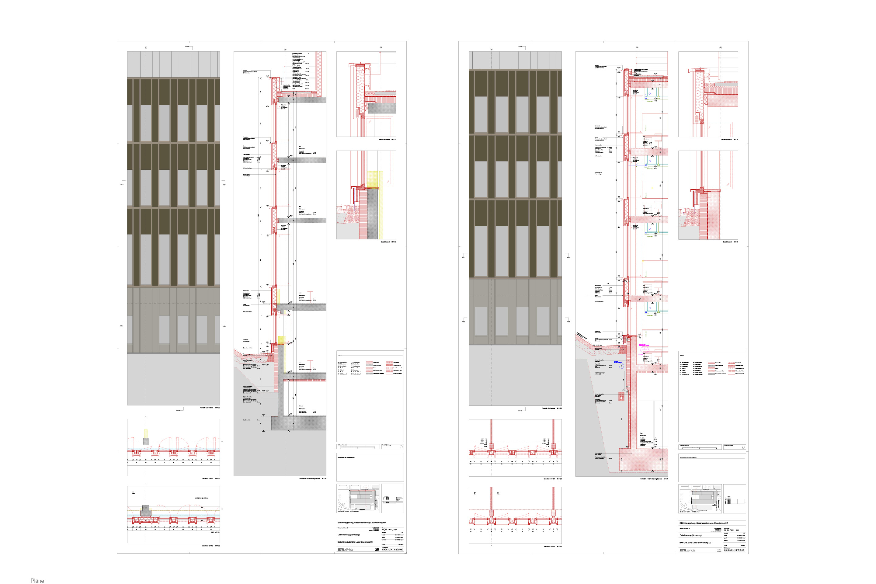Fassadendetail, ETH Forschungsgebäude HIF, Zürich.