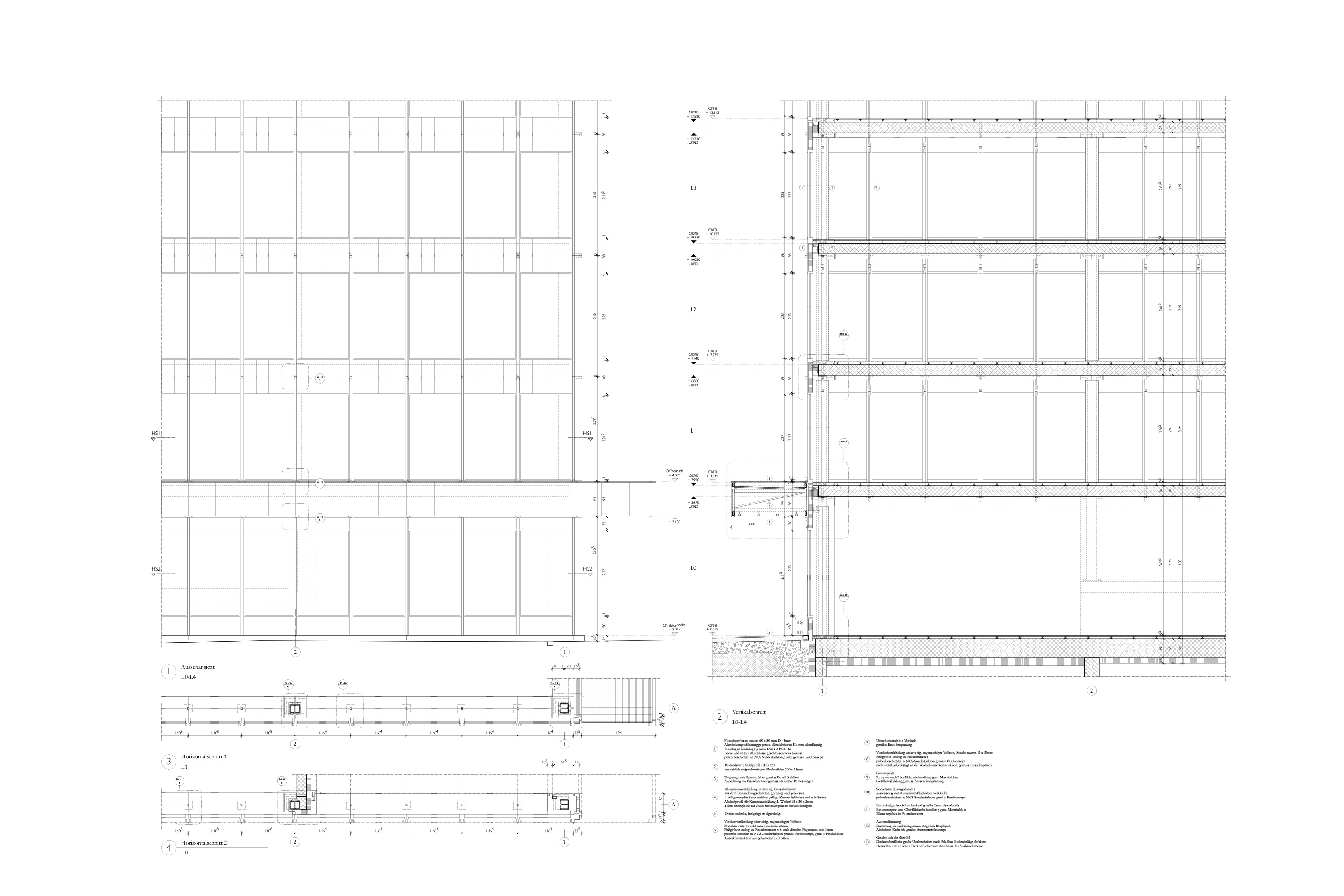 Fassadendetail, Bürohaus Müllerstrasse, Zürich.