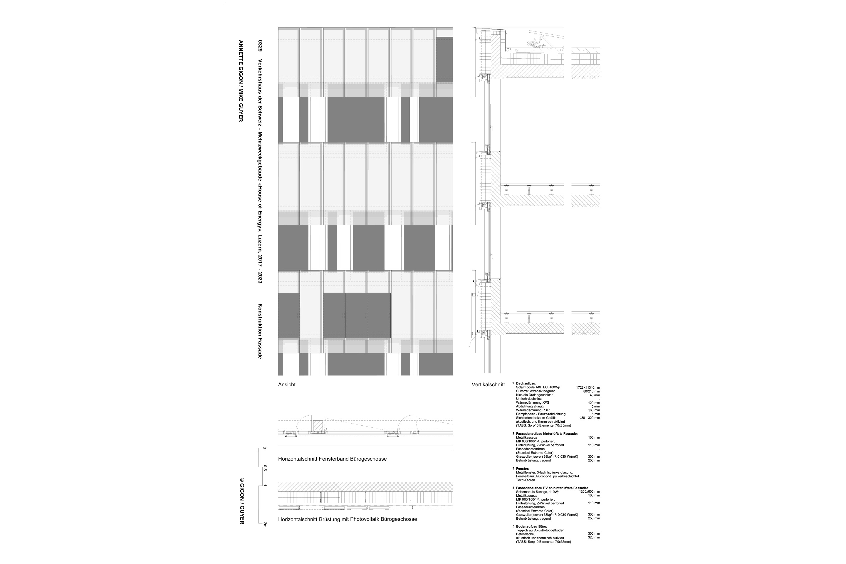 Fassadendetail, Mehrzweckgebäude «House of Energy», Luzern.