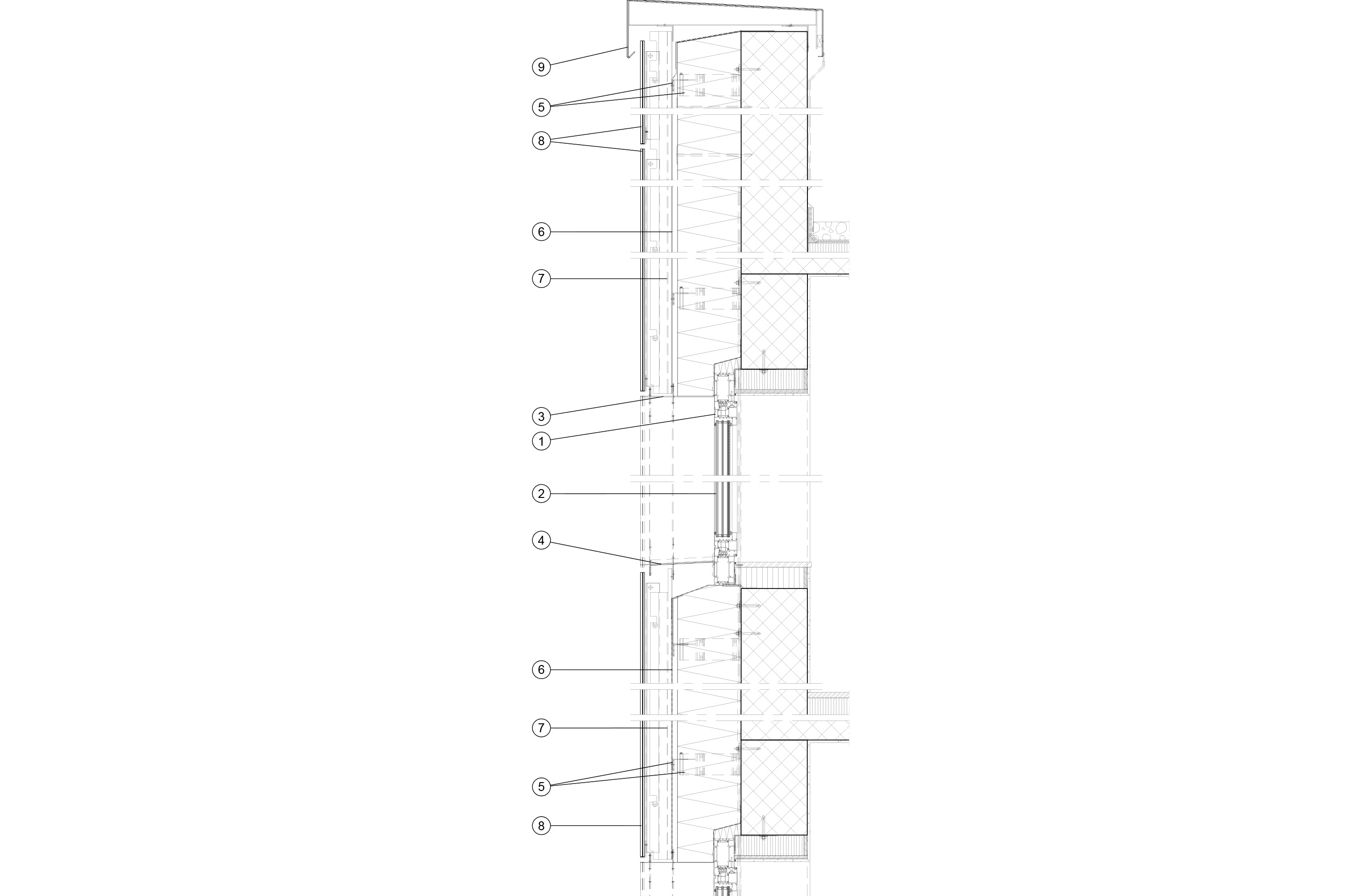 Détail de la façade, Marriott Hotel, Genève.