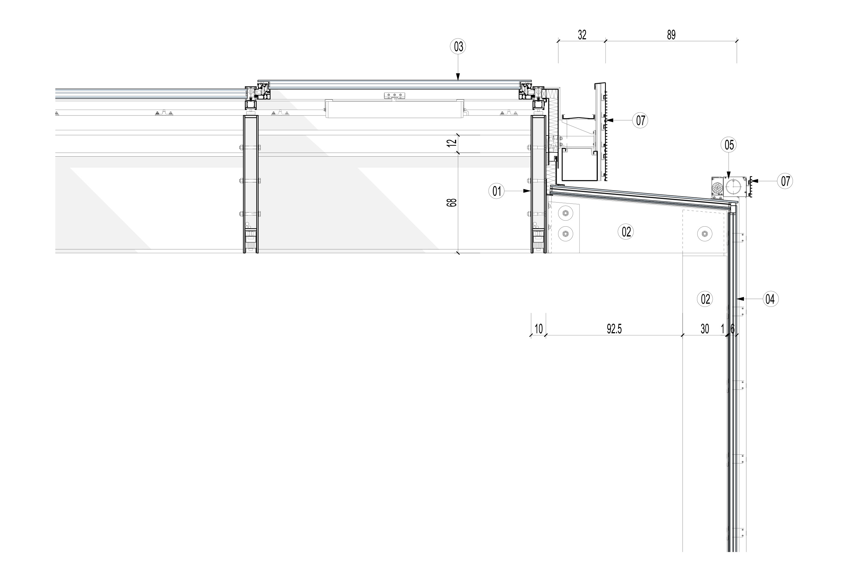 Détail de la façade, EHL Hospitality Business School, Lausanne.