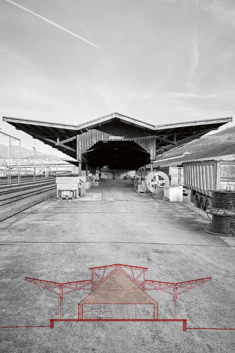 lopes brenna, Gleis 4 nuova area di svago, sezione trasversale.