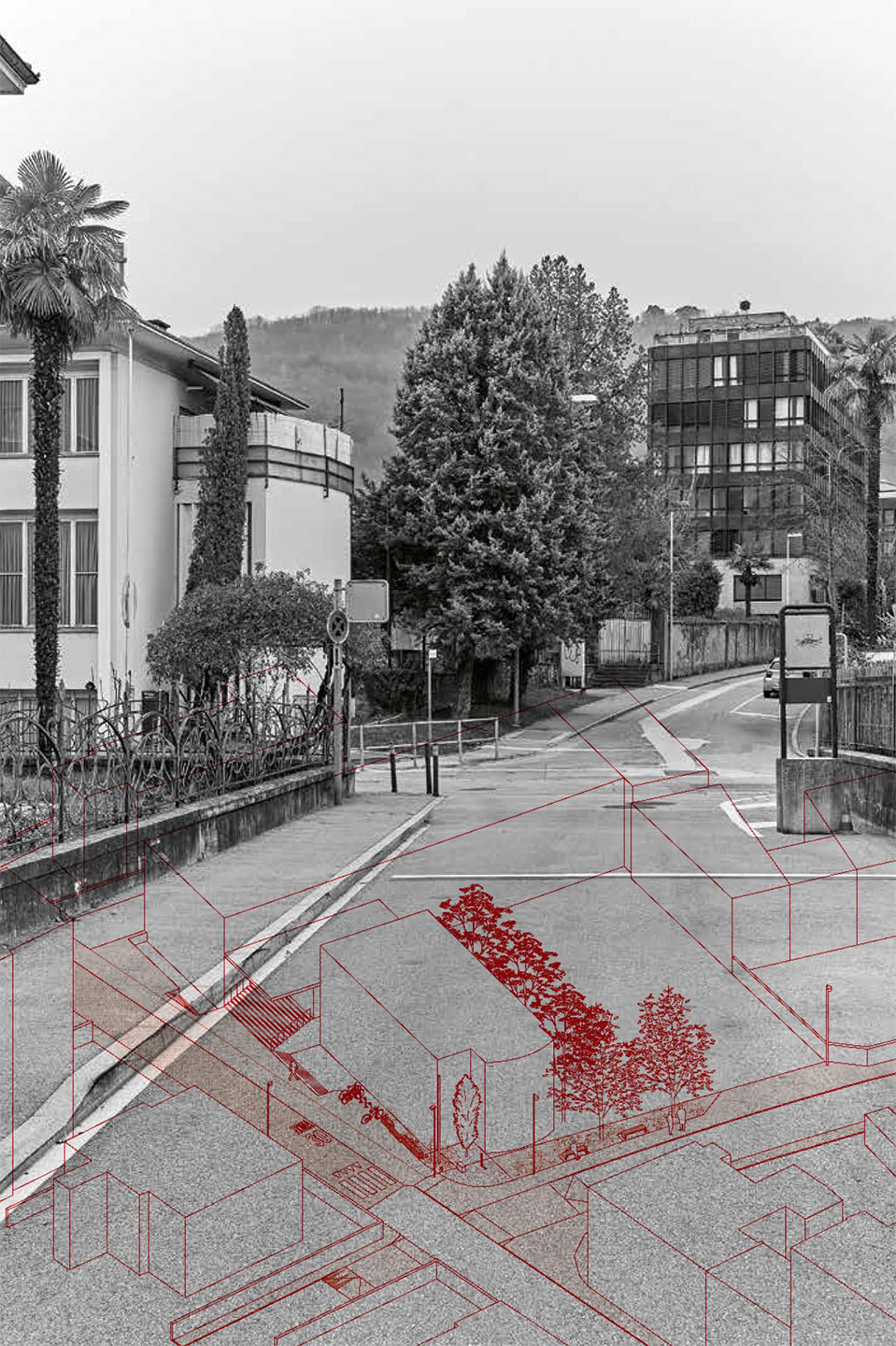 Bianchi &amp; Associati con OLOS ATELIER, riqualificazione comparto Franscini, angolo tra via S. Franscini e via Valdani.