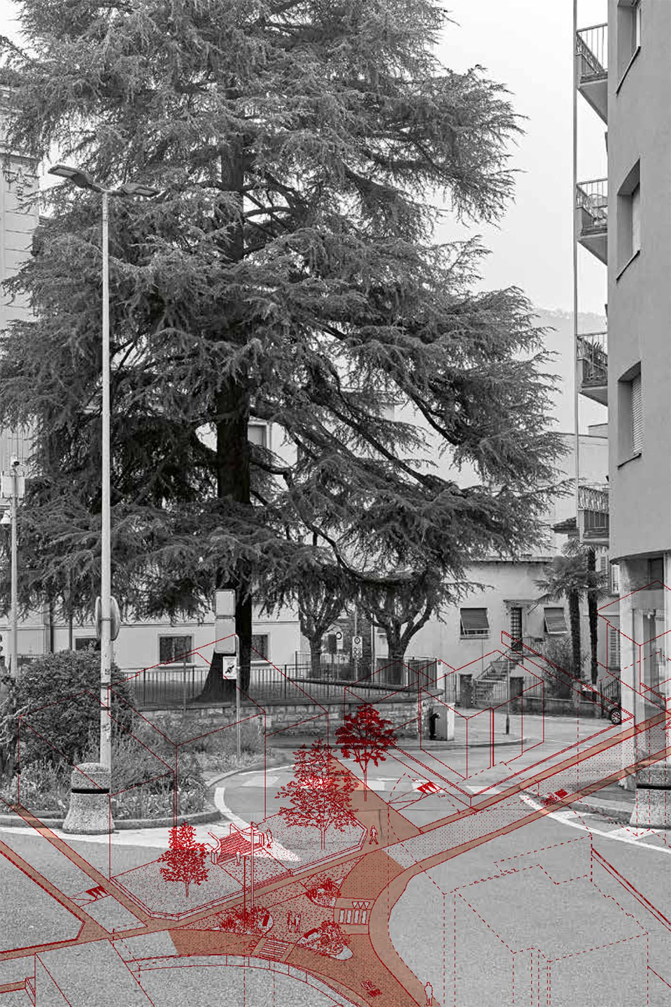 Bianchi &amp; Associati con OLOS ATELIER, riqualificazione comparto Franscini, angolo tra via S. Franscini e via V. Vela.