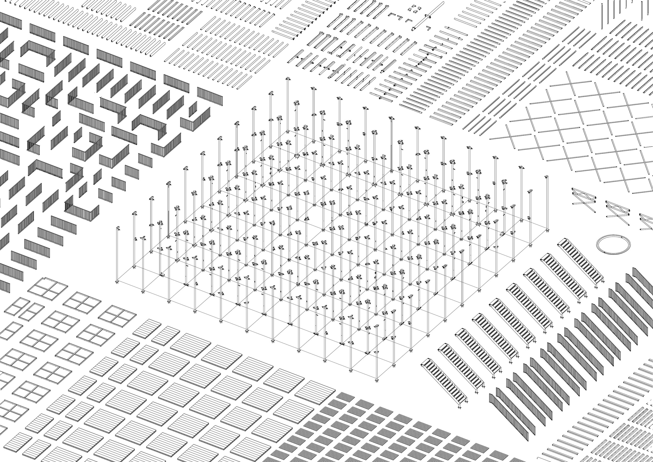 L’ensemble du système de construction fait apparaître la conception modulaire