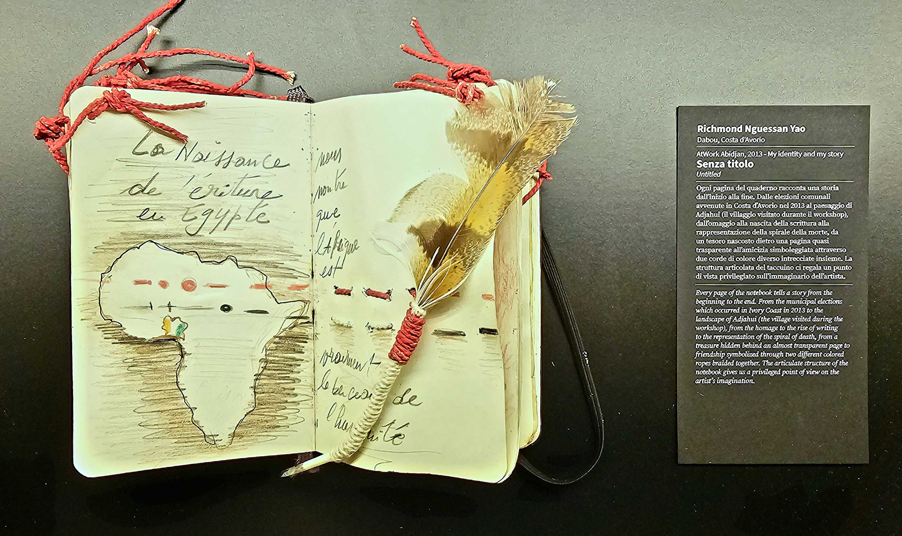 Dal taccuino dell’artista ivoriano Richmond Nguessan Yao: appunti sull’Africa e intrecci con diversi materiali.