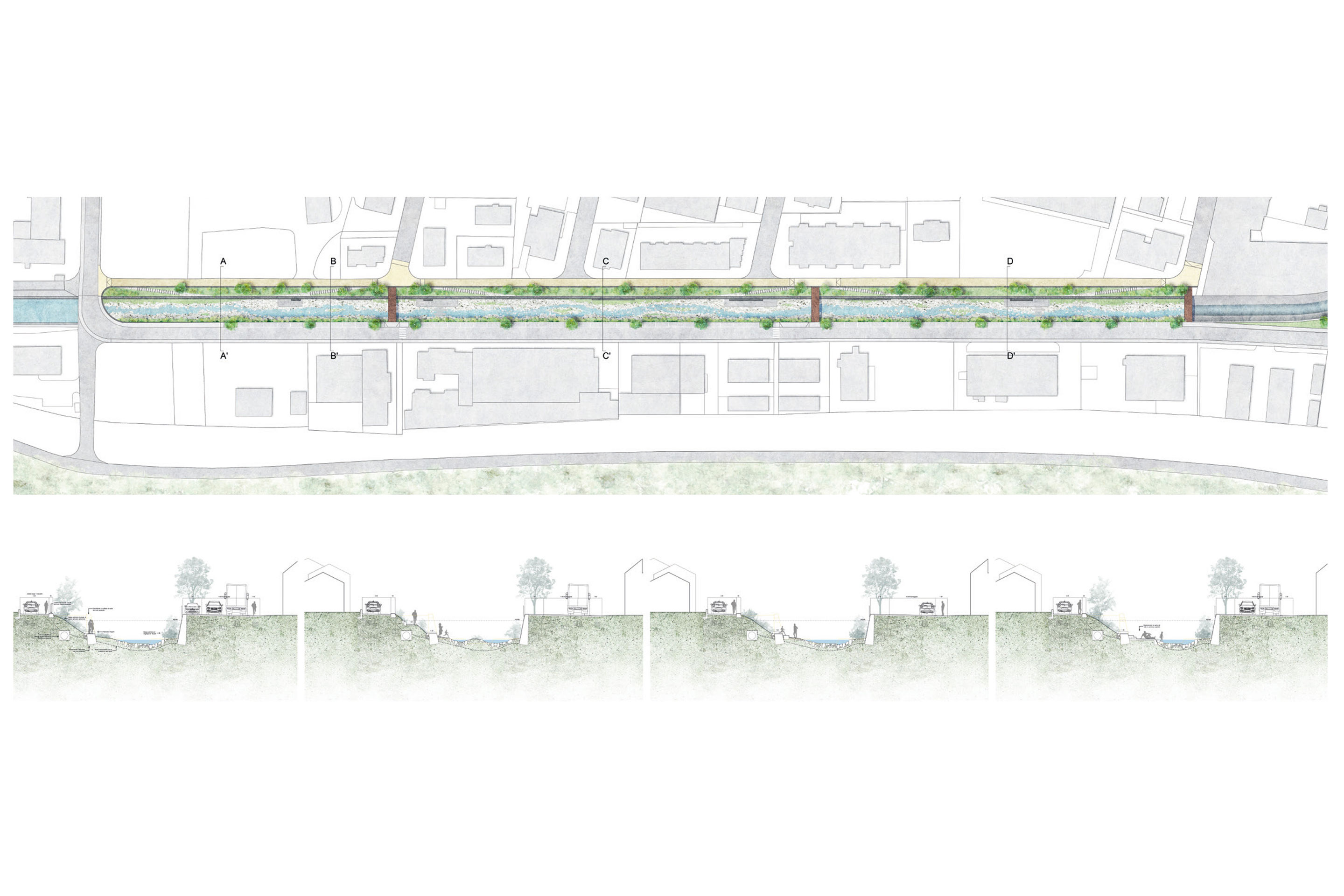 Riqualificazione paesaggistica e naturalistica del torrente Faloppia, progetto 2022, Comal.ch, Morbio Inferiore; Officina del paesaggio, Lugano.
