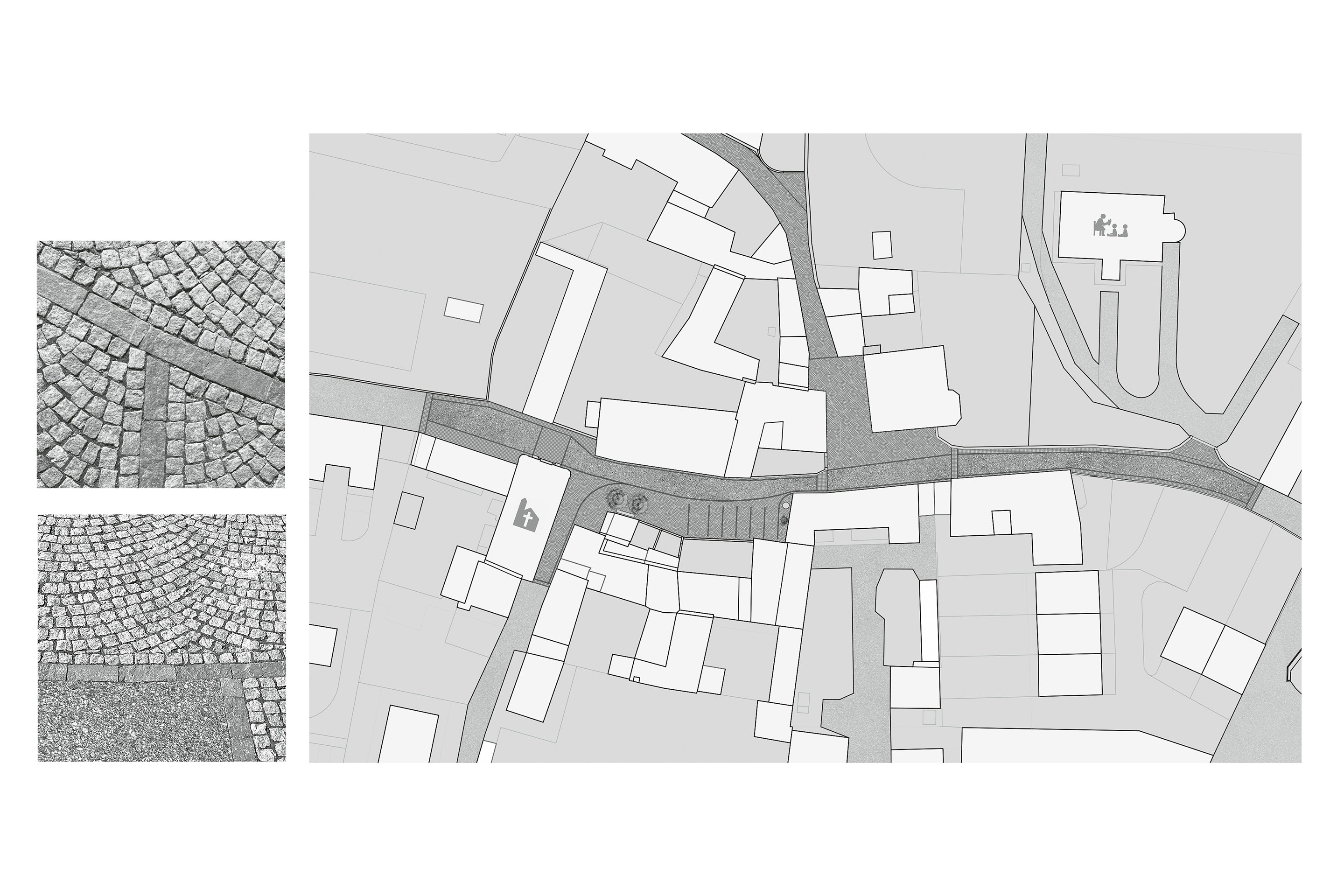 Riqualificazione del nucleo di Pedrinate dalla chiesa della Santa Croce alla scuola dell’infanzia, progetto 2022; Conti architetti con la consulenza del dott. arch. Stefano Zerbi per l’impiego della pietra naturale.