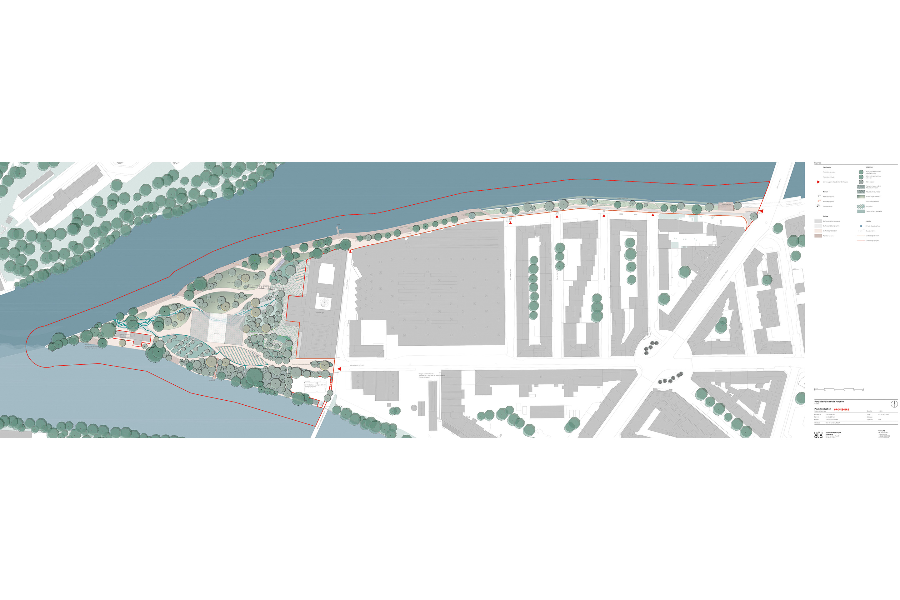 Plan du futur parc de la Jonction.