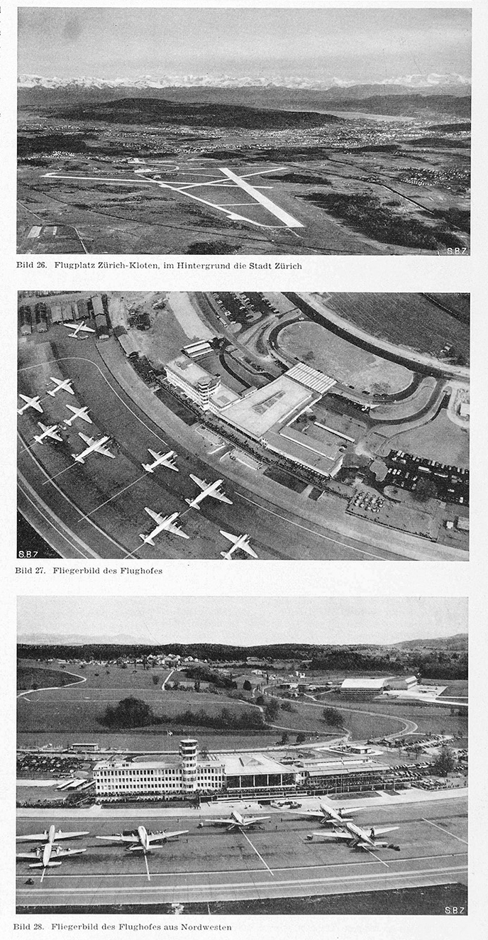 Flughafen Zürich Kloten, ­Fliegerbild des Flughofs, Schweizerische Bauzeitung 35/1953.